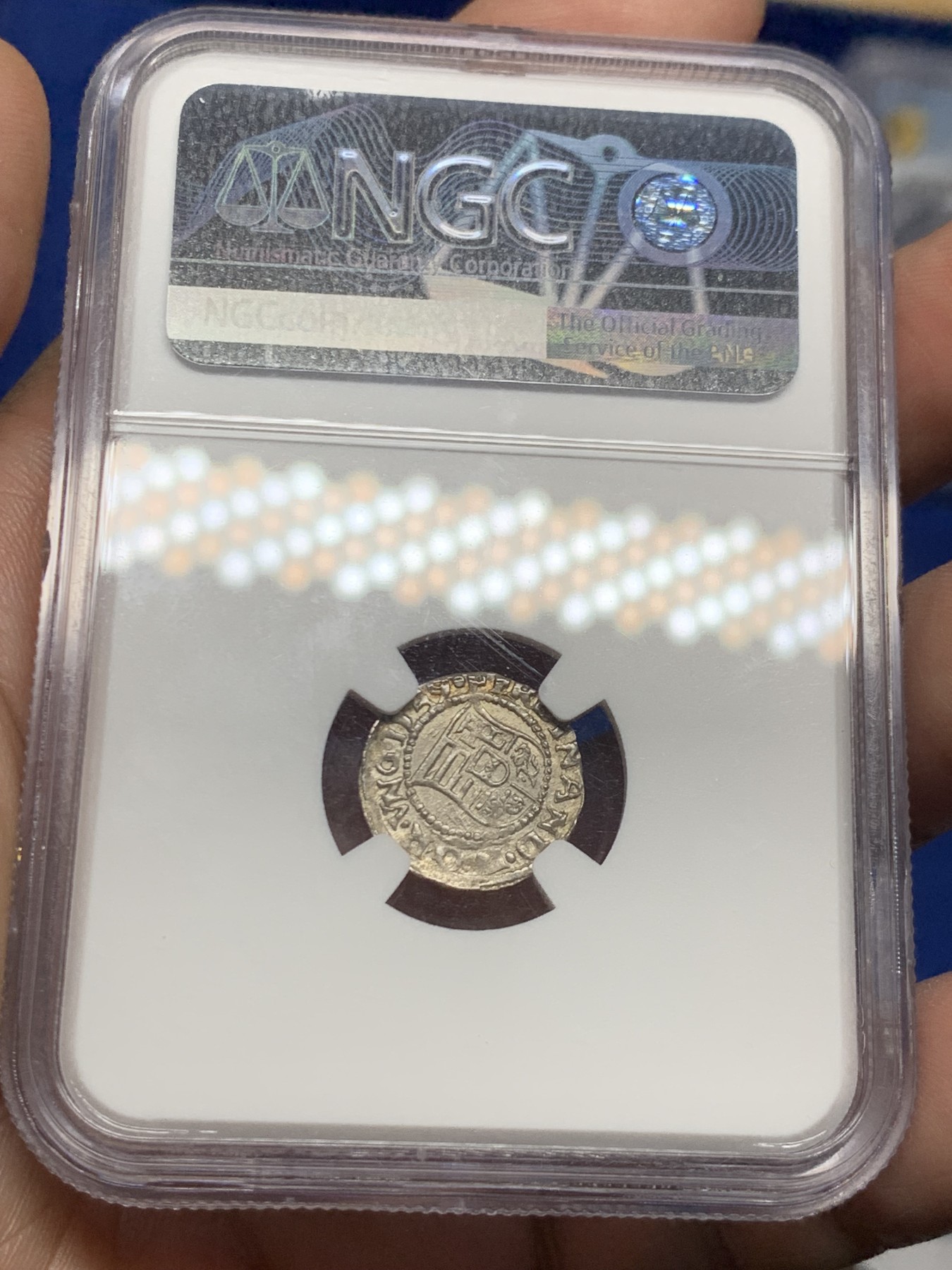 《竞宝斋》第260场-周日，周一，周二 3场连拍 (全场包邮) NGC MS63 神罗匈牙利1549年圣母抱婴1第纳尔 小银币 打制精美 打制币能出ms属实难得 盒子下沿有磕