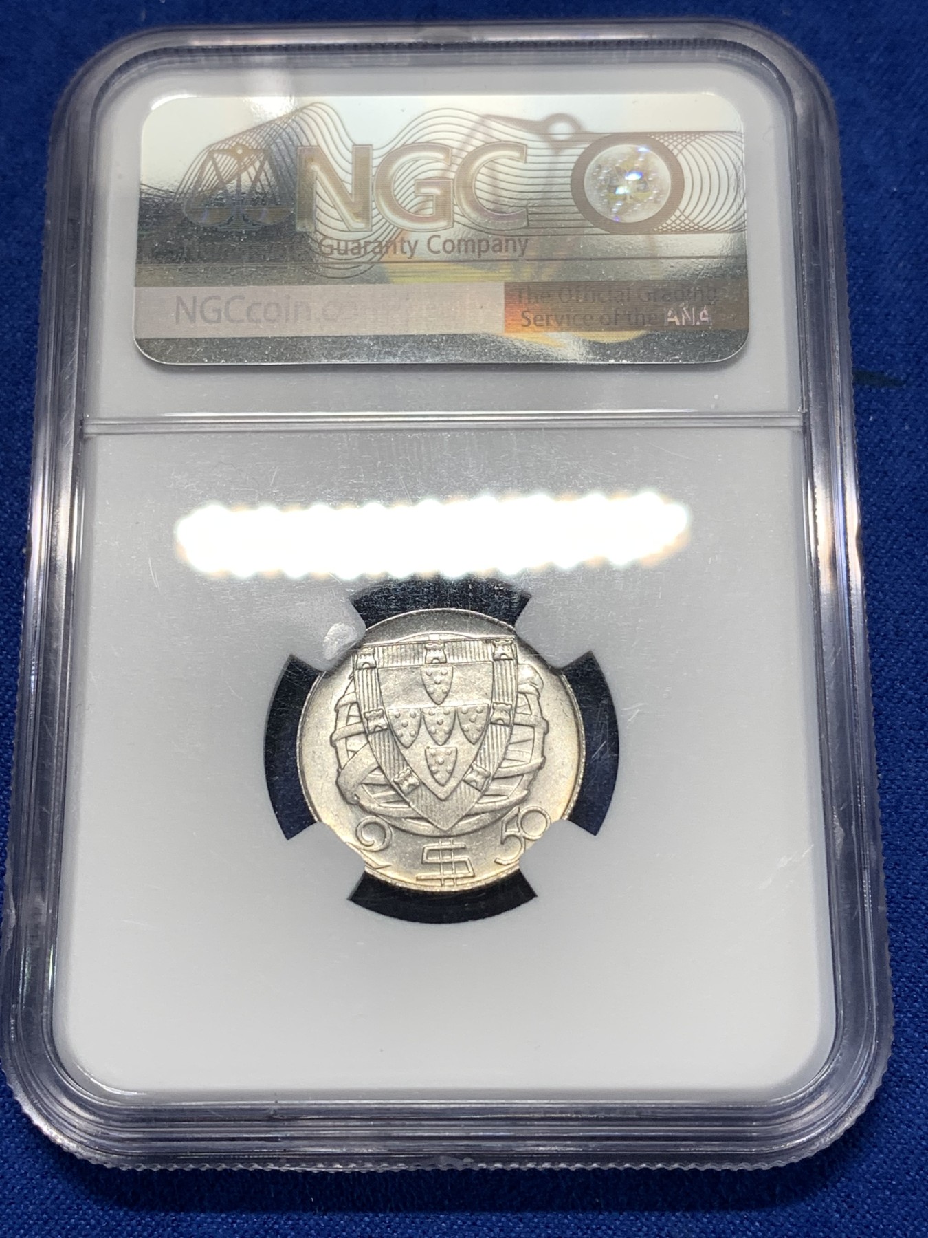 《竞宝斋》第260场-周日，周一，周二 3场连拍 (全场包邮) NGC MS65 葡萄牙  1951年  2.5埃斯库多 银币