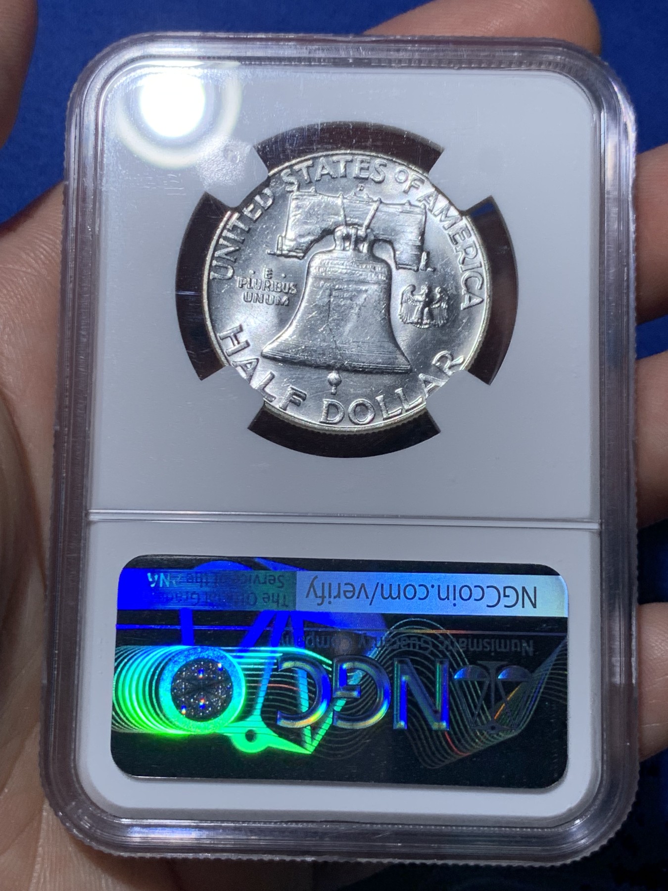 《竞宝斋》第260场-周日，周一，周二 3场连拍 (全场包邮) NGC MS64 美国1963年富兰克林华盛顿大笨钟50分银币