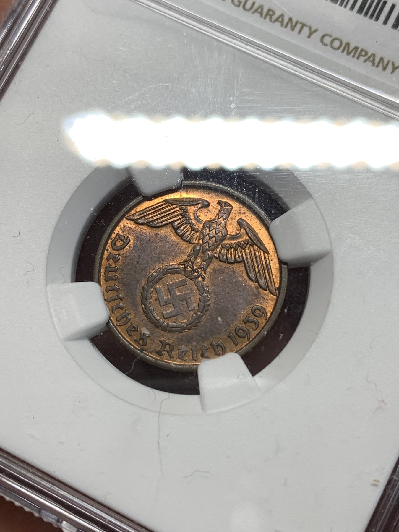 《竞宝斋》第260场-周日，周一，周二 3场连拍 (全场包邮) NGC MS63RB 1939B德国2芬尼