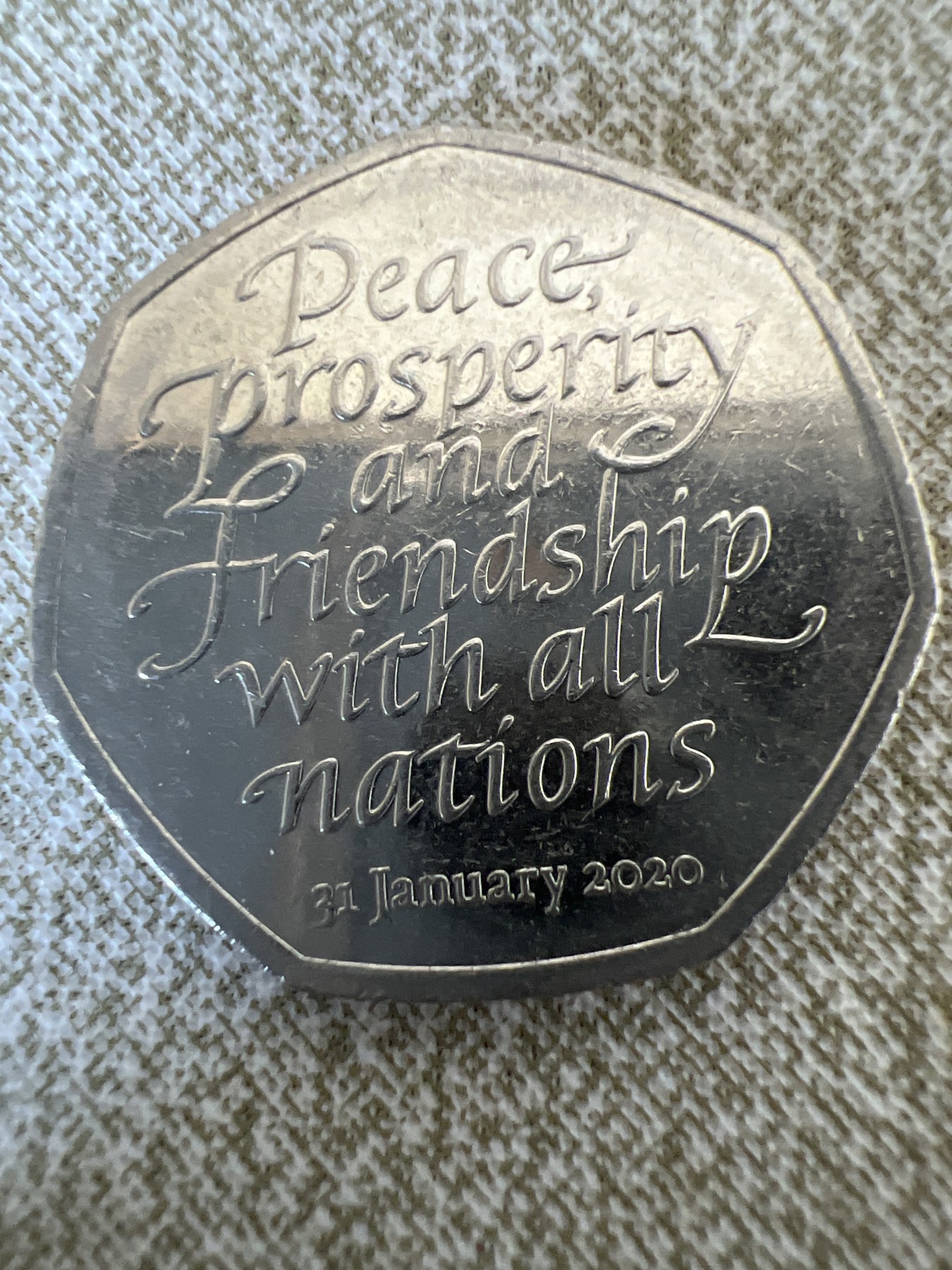 【易洋钱喜】第58场 外国硬币专场，本场满88元包邮，本店在第59场之后不再上架 英国2020年50便士纪念币-脱离欧盟