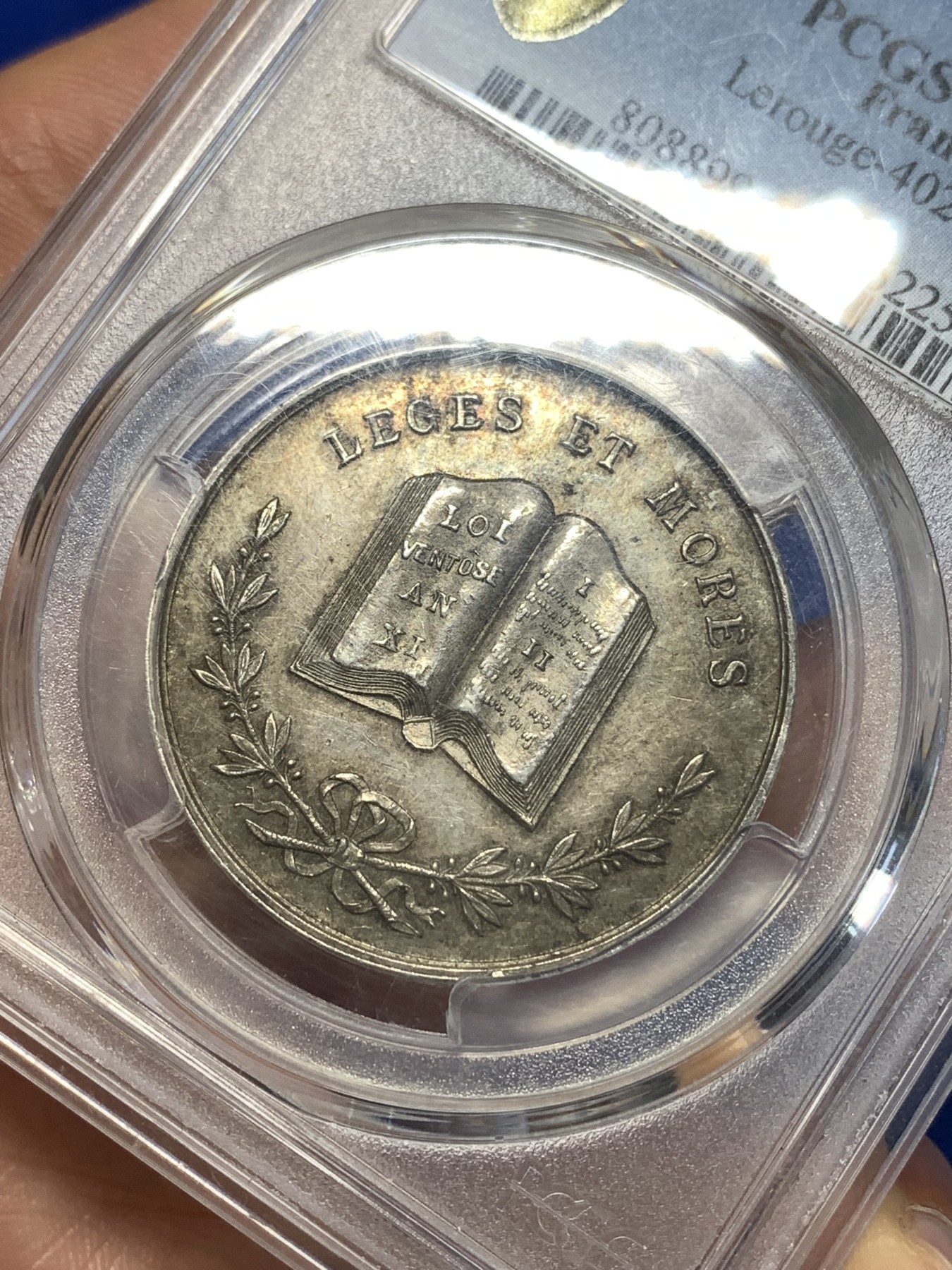 《竞宝斋》第260场-周日，周一，周二 3场连拍 (全场包邮) NGC MS62 法国1880年特鲁格公证人银章 自然老包浆 难得的藏品