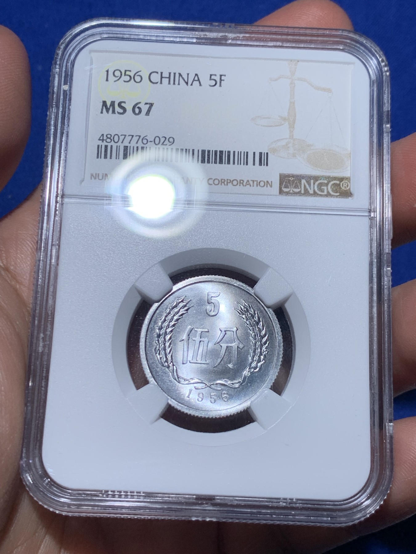 《竞宝斋》第260场-周日，周一，周二 3场连拍 (全场包邮) 3枚一组 NGC MS67 中国1956年伍分