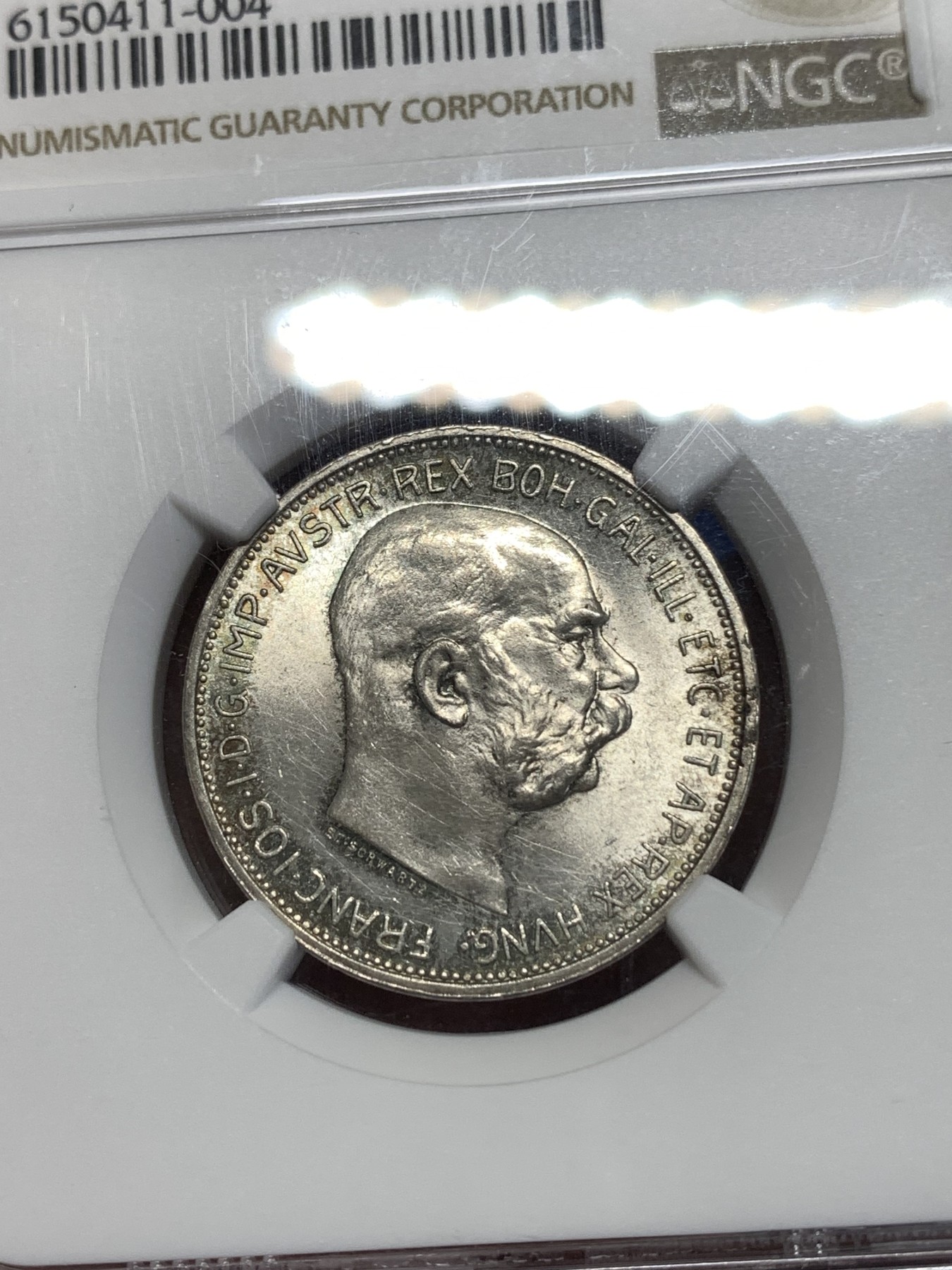 《竞宝斋》第260场-周日，周一，周二 3场连拍 (全场包邮) NGC MS61 奥地利1912年2克朗银币