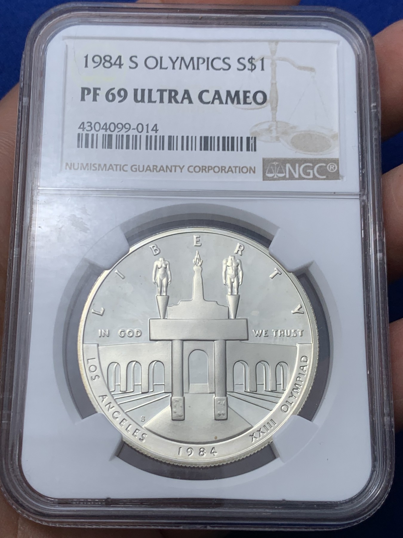 《竞宝斋》第260场-周日，周一，周二 3场连拍 (全场包邮) NGC PF69UC 美国1984年S版奥运1美元大银币