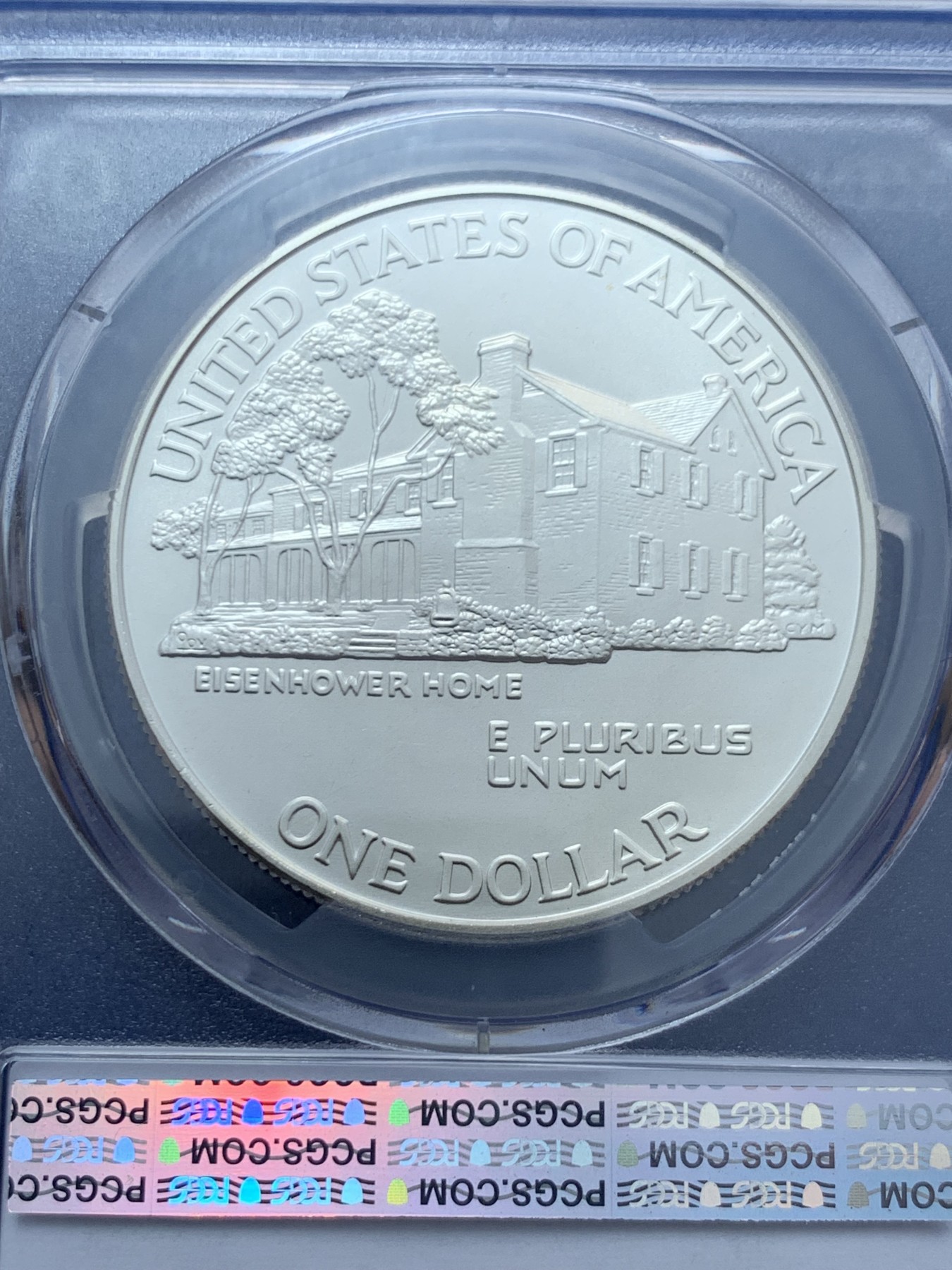 《竞宝斋》第260场-周日，周一，周二 3场连拍 (全场包邮) PCGS MS69 美国1990年W版艾森豪威尔1美元大银币