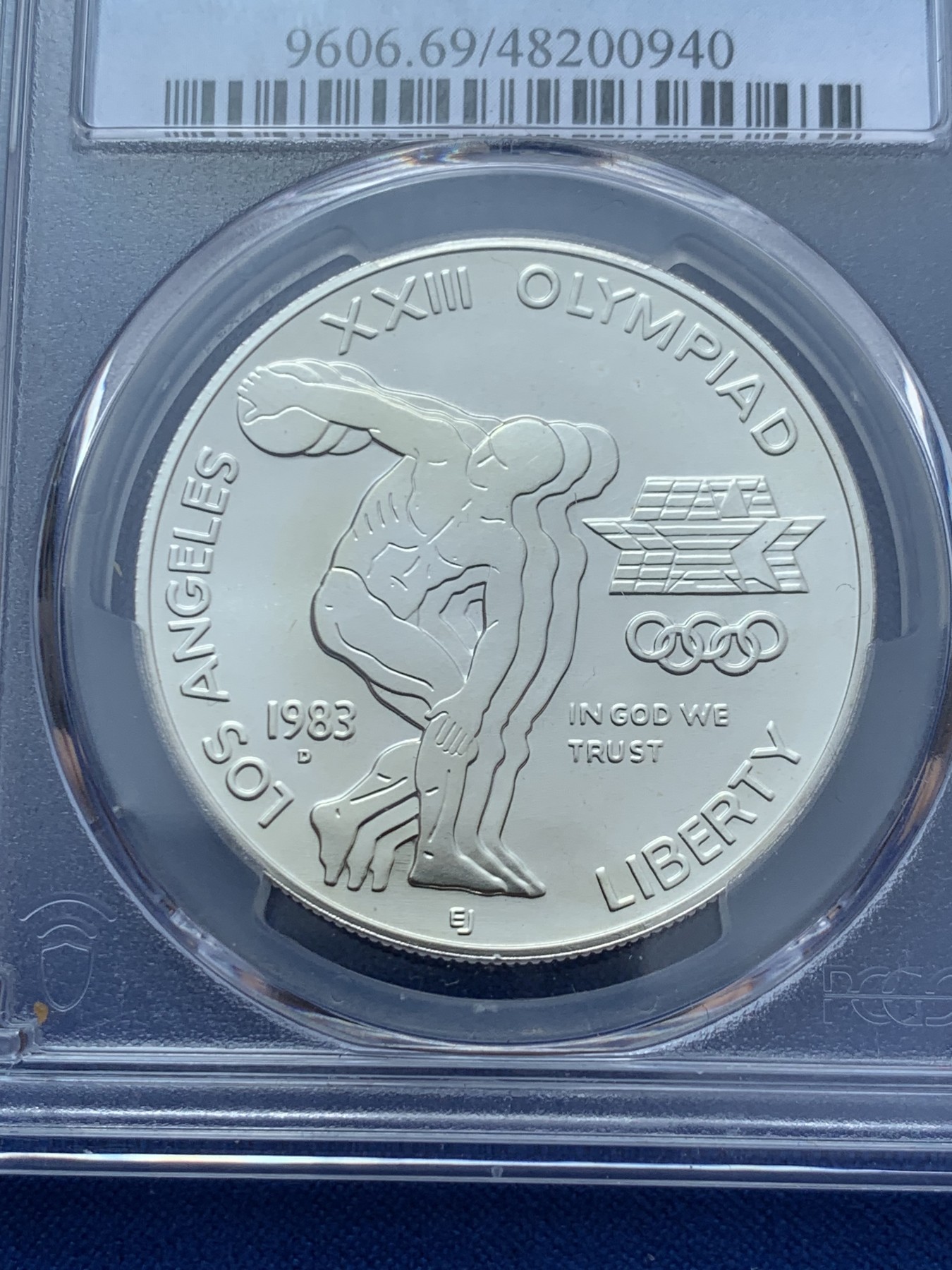 《竞宝斋》第260场-周日，周一，周二 3场连拍 (全场包邮) PCGS MS69 美国1983年D版奥运1美元大银币