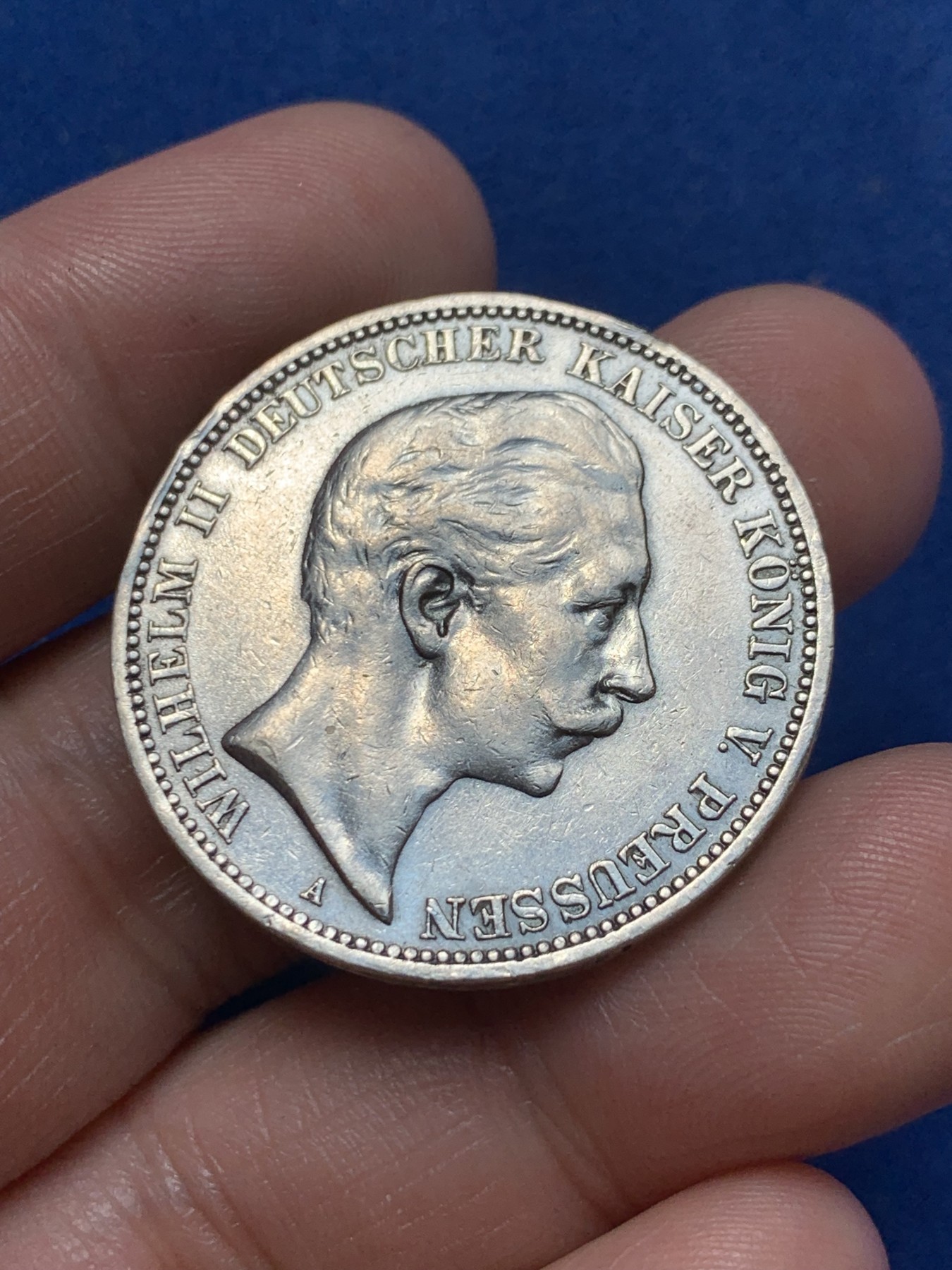 《竞宝斋》第260场-周日，周一，周二 3场连拍 (全场包邮) 德国1912年普鲁士威廉二世3马克银币