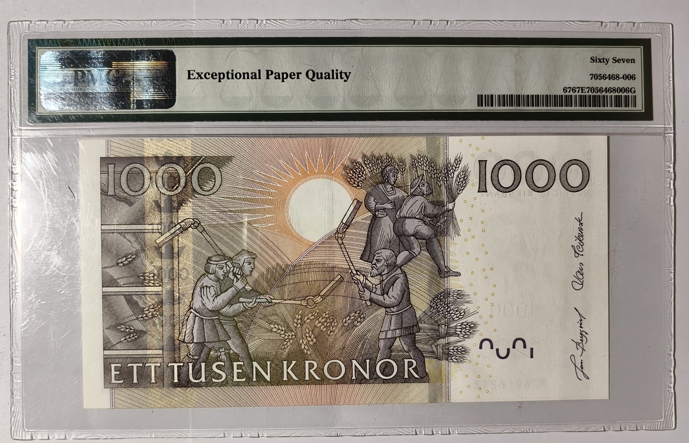 紫瑗钱币——第341期拍卖——纸币场 【PMG 67EPQ】瑞典 2005年 古斯塔夫一世 1000克朗 
