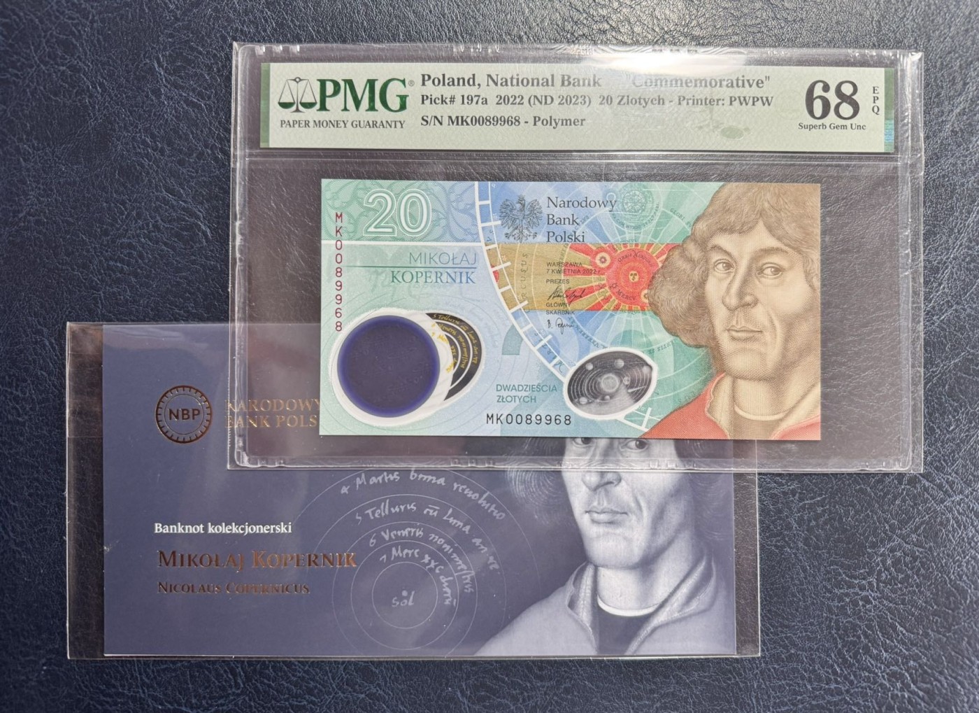 收藏联盟Quantum Auction 第340期拍卖  波兰2022 (ND 2023)年20兹罗提哥白尼诞辰500周年纪念钞 PMG68 圆圆倒置号 带原册