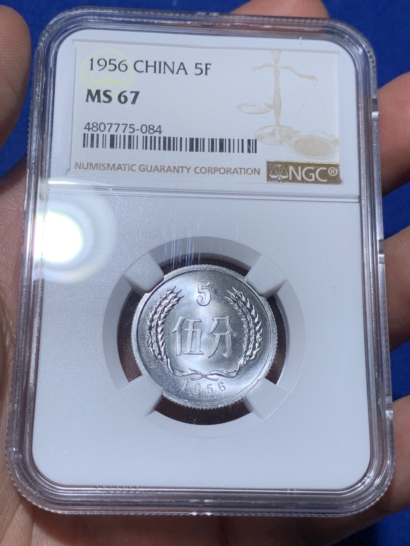 《竞宝斋》第260场-周日，周一，周二 3场连拍 (全场包邮) 3枚一组 NGC MS67 中国1956年伍分