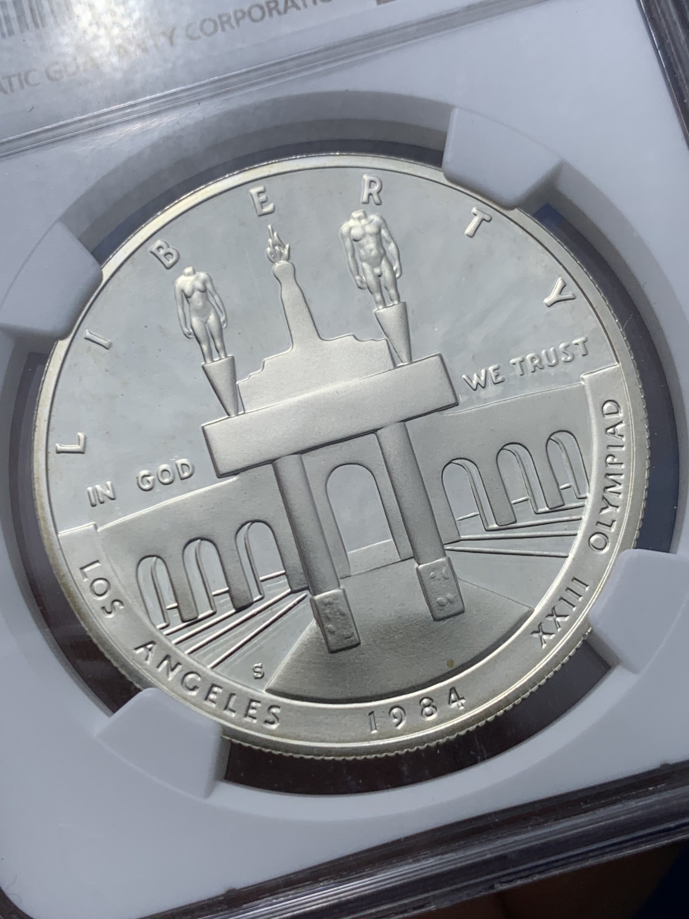 《竞宝斋》第260场-周日，周一，周二 3场连拍 (全场包邮) NGC PF69UC 美国1984年S版奥运1美元大银币