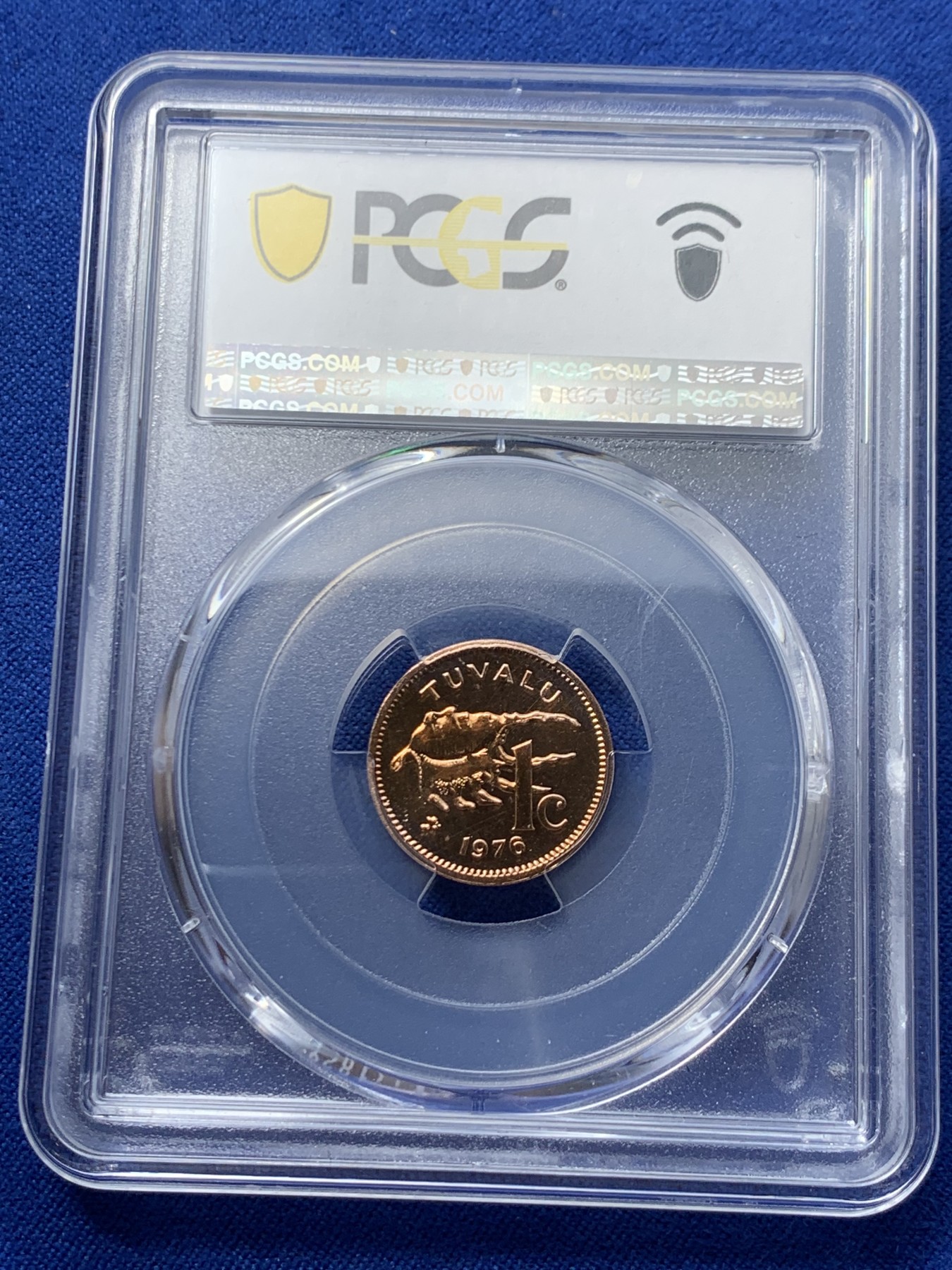 《竞宝斋》第260场-周日，周一，周二 3场连拍 (全场包邮) PCGS金盾 PR68 图瓦卢黄瑶鱼1976年1分精制铜币