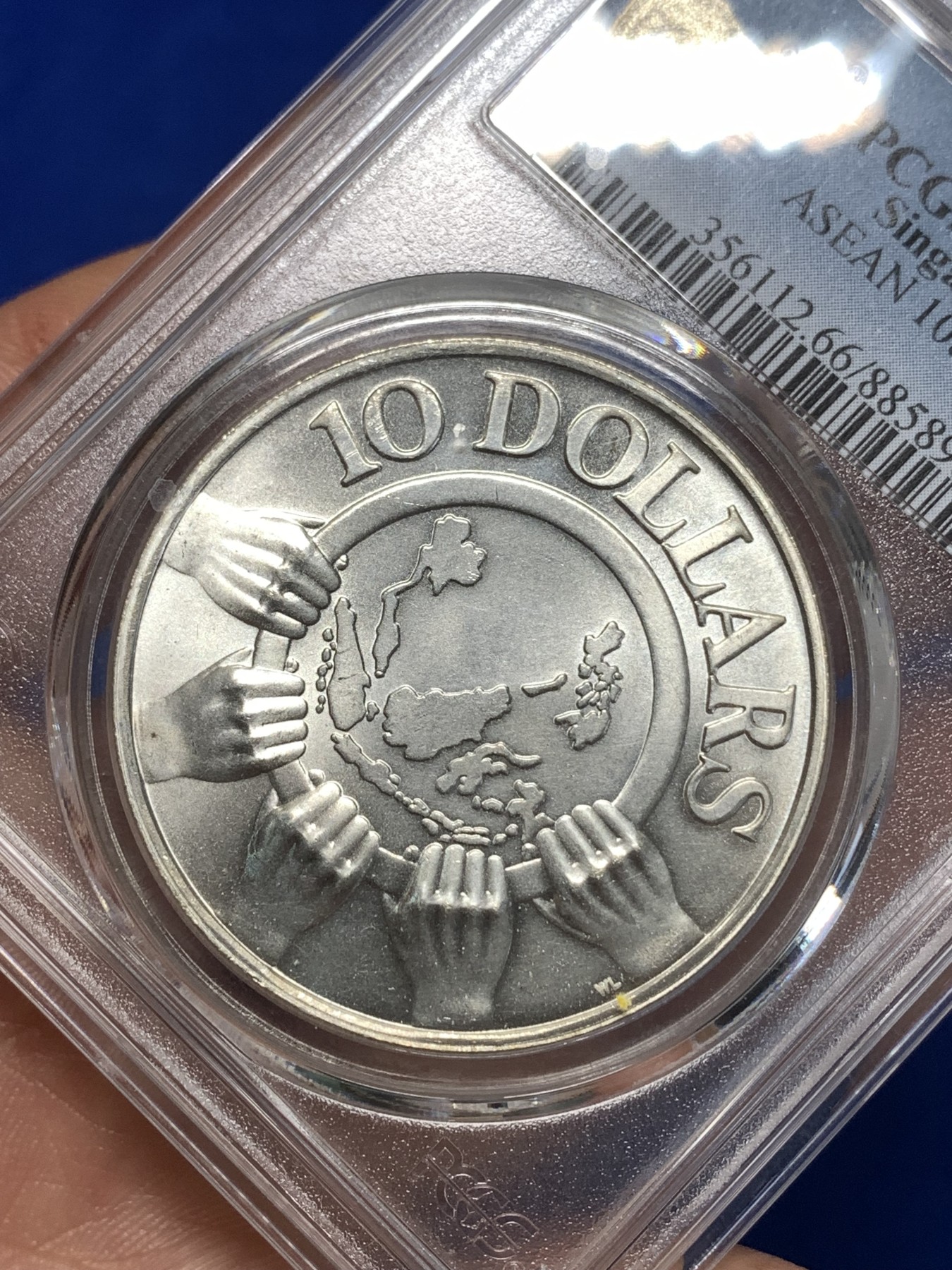 《竞宝斋》第260场-周日，周一，周二 3场连拍 (全场包邮) PCGS MS66 新加坡1977年东盟10周年10元银币