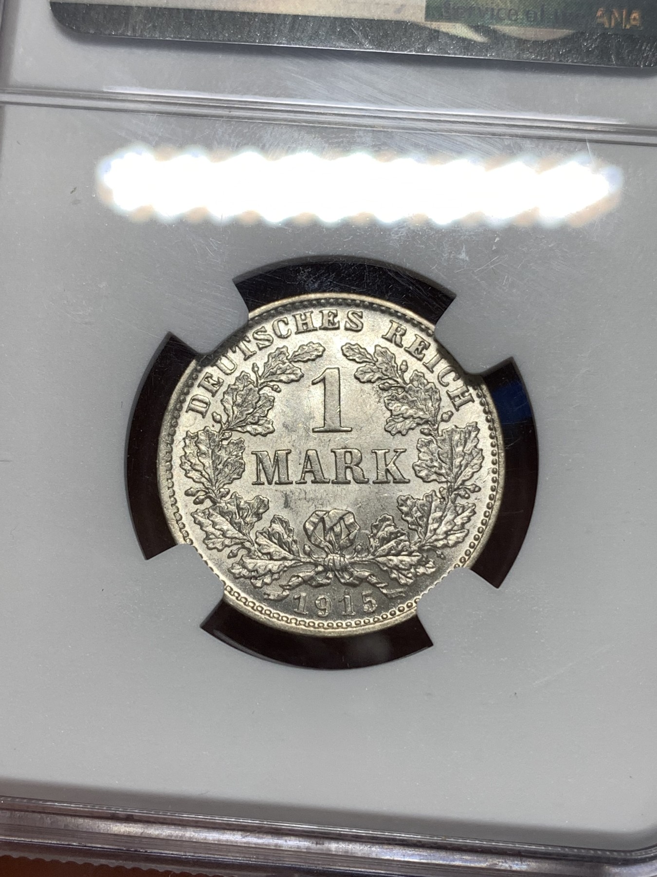 《竞宝斋》第260场-周日，周一，周二 3场连拍 (全场包邮) NGC MS63 德国1915年D版第二帝国长翅1马克银币 原光好品