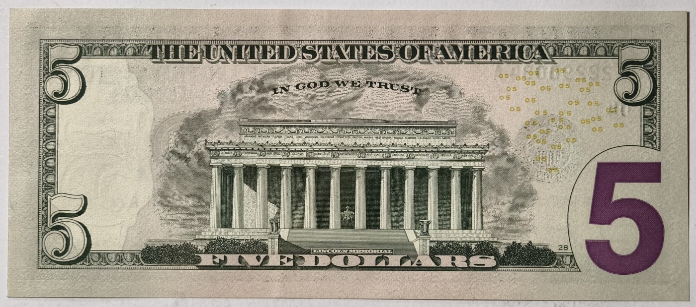 紫瑗钱币——第341期拍卖——纸币场 美国 2017年 D版 A序列 亚伯拉罕·林肯 5美元 彩色版 UNC