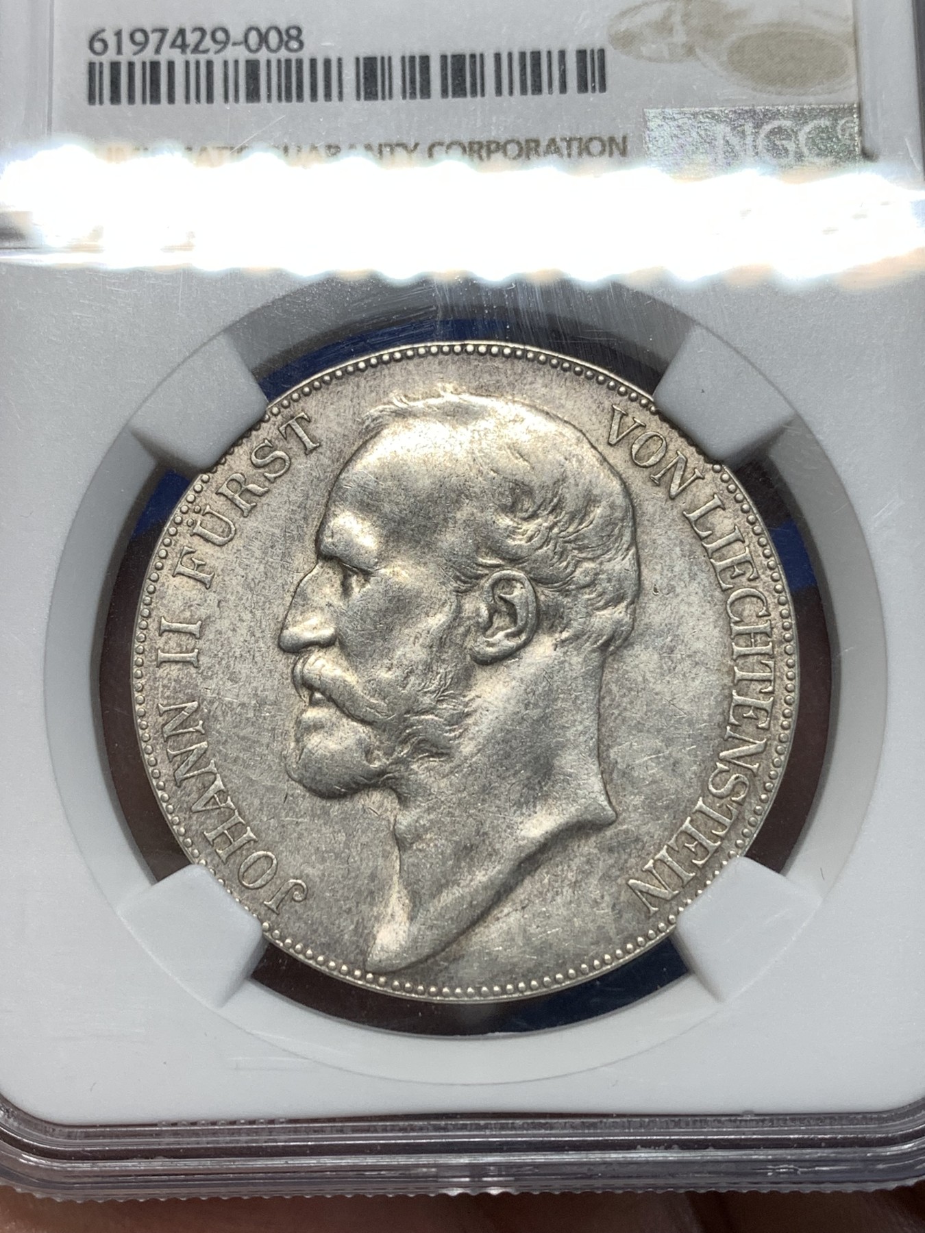 《竞宝斋》第260场-周日，周一，周二 3场连拍 (全场包邮) NGC AUD 1904年列支敦士登5K大银币