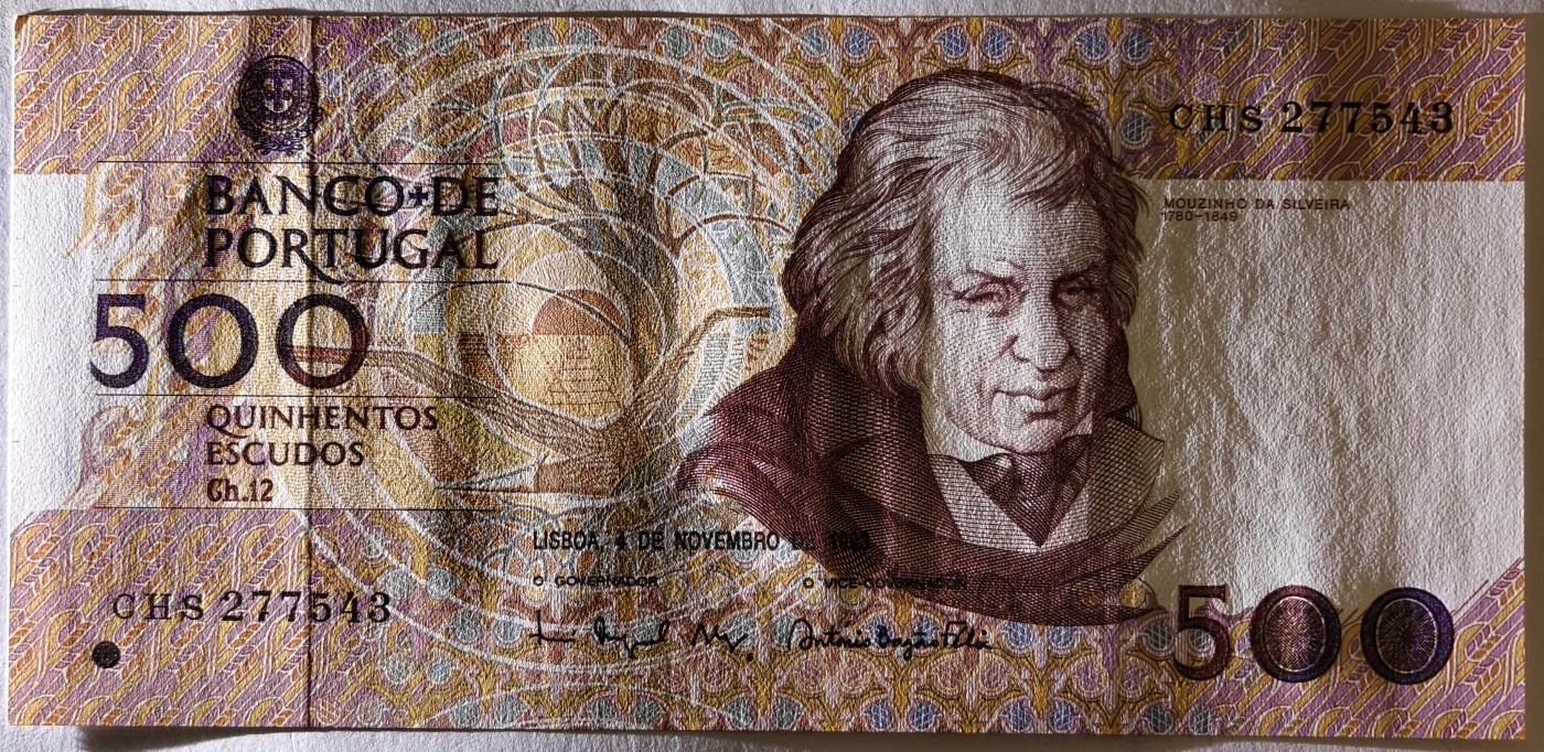 紫瑗钱币——第357期拍卖—— 纸币场 葡萄牙 1993年 11月4日 莫西尼奥 500埃斯库多 UNC (P-180f)