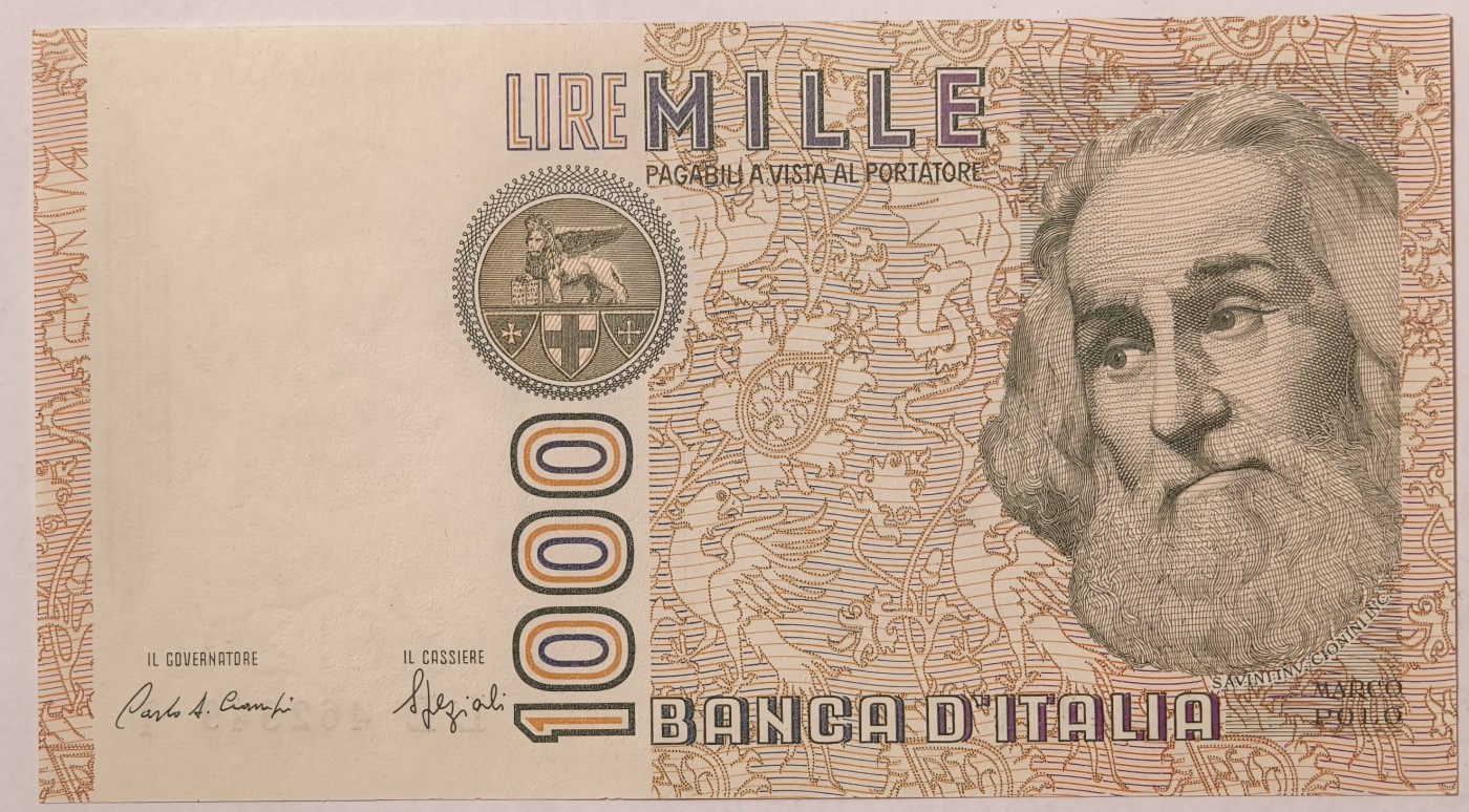 紫瑗钱币——第341期拍卖——纸币场 意大利 1982年 达·芬奇 1000里拉 UNC