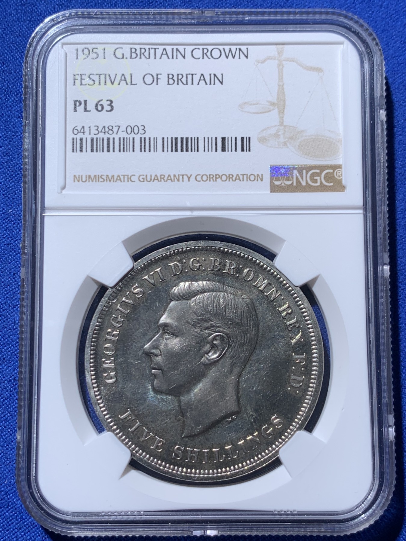 《竞宝斋》第260场-周日，周一，周二 3场连拍 (全场包邮) NGC PL63 英国1951年乔治六世克朗 最后的镍马剑