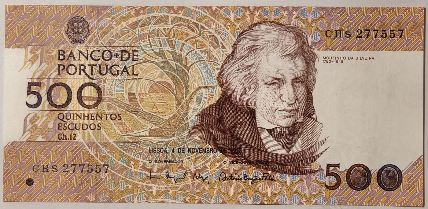 紫瑗钱币——第341期拍卖——纸币场 葡萄牙 1993年 10月4日 莫西尼奥 500埃斯库多 UNC