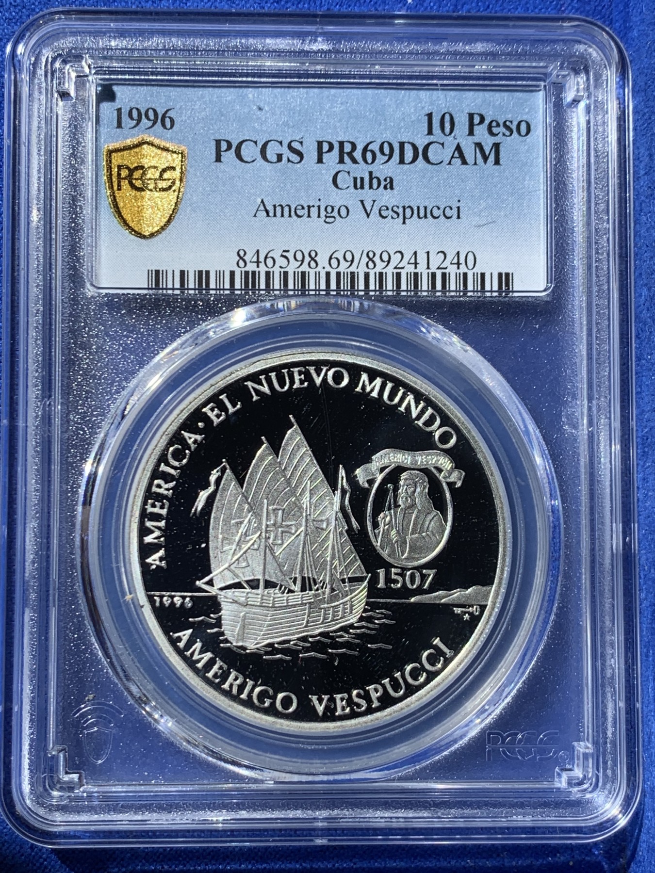 《竞宝斋》第260场-周日，周一，周二 3场连拍 (全场包邮) 唯一冠军分 PCGS金盾 PR69DCAM 古巴1996年10比索精制大银币