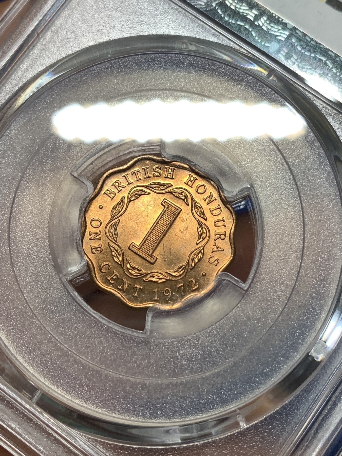 《竞宝斋》第260场-周日，周一，周二 3场连拍 (全场包邮) PCGS金盾 MS66RD 英属洪都拉斯1972年伊丽莎白二世1分铜币