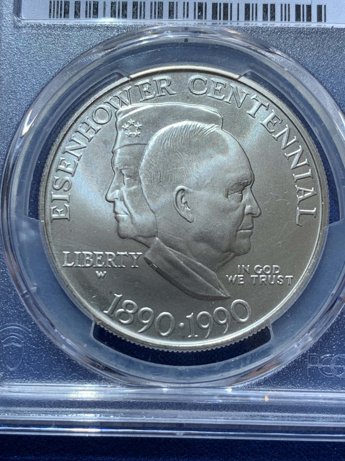 《竞宝斋》第260场-周日，周一，周二 3场连拍 (全场包邮) PCGS MS69 美国1990年W版艾森豪威尔1美元大银币