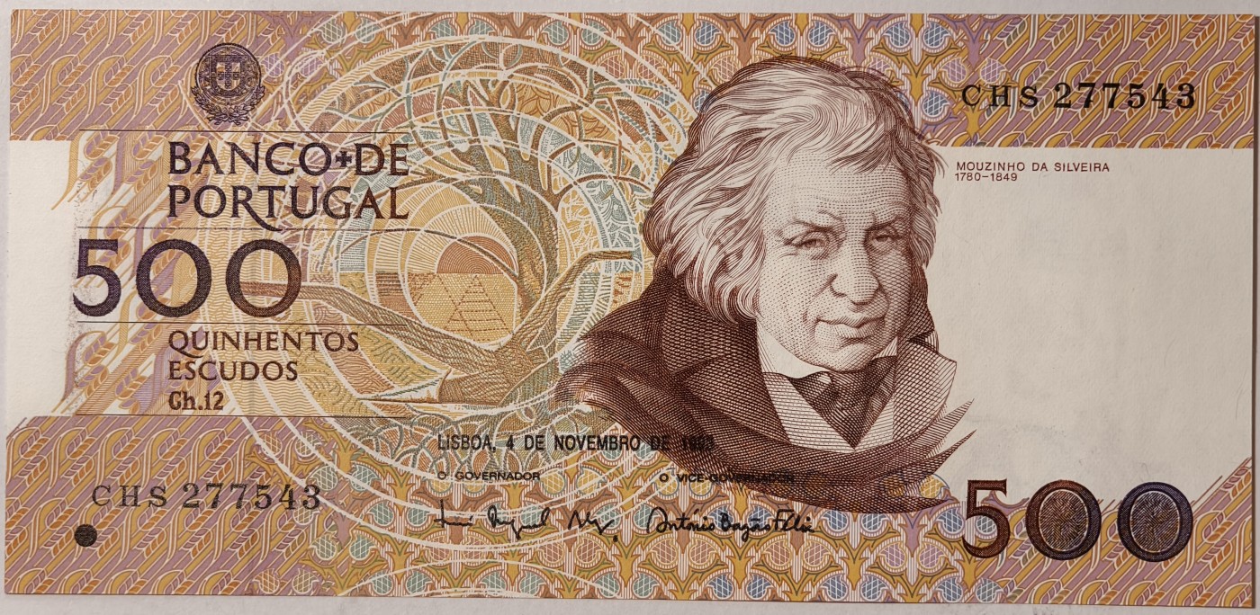 紫瑗钱币——第357期拍卖—— 纸币场 葡萄牙 1993年 11月4日 莫西尼奥 500埃斯库多 UNC (P-180f)