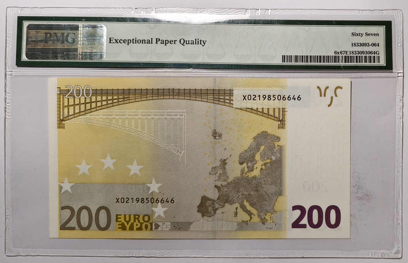 紫瑗钱币——第341期拍卖——纸币场 【PMG 67EPQ】欧元 2002年 德国  200欧元 