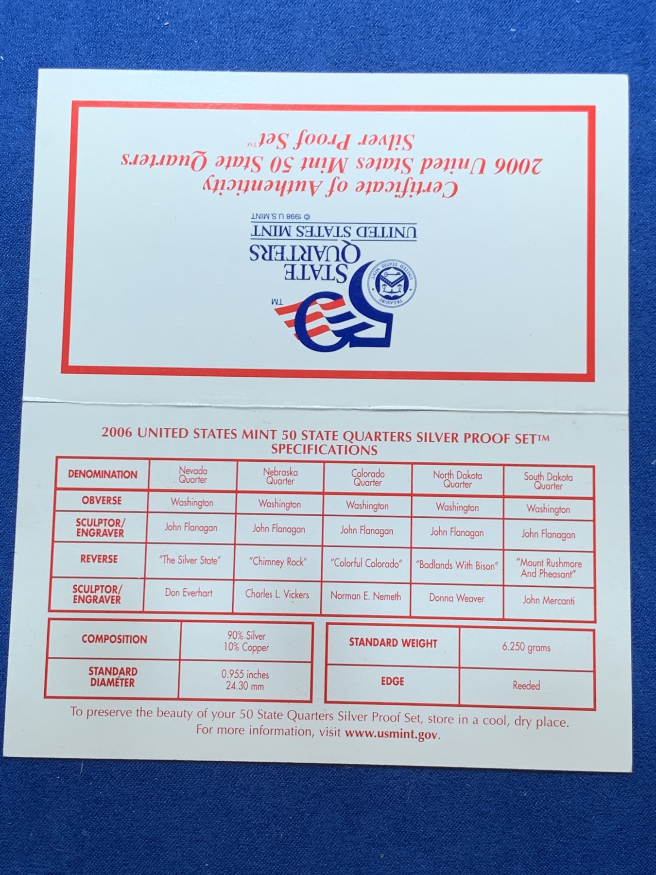 《竞宝斋》第260场-周日，周一，周二 3场连拍 (全场包邮) 美国2006年精制银币 5枚套纪念币