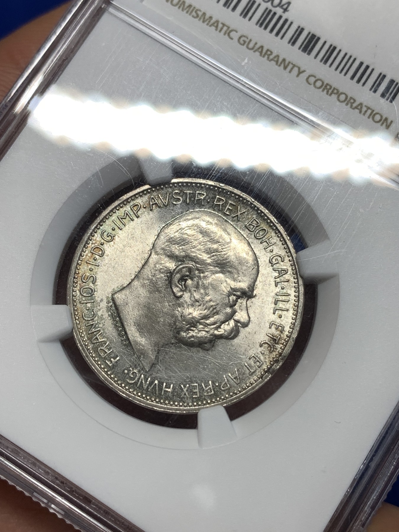 《竞宝斋》第260场-周日，周一，周二 3场连拍 (全场包邮) NGC MS61 奥地利1912年2克朗银币