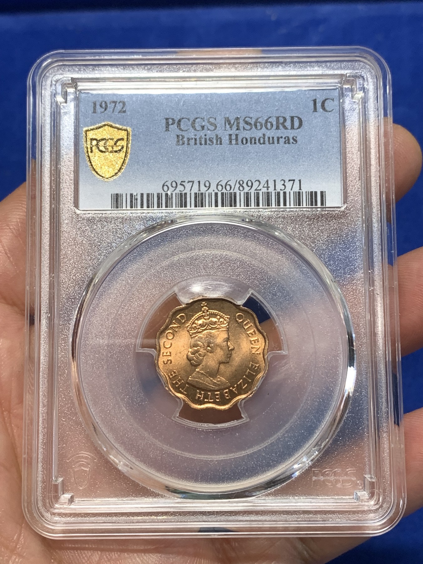 《竞宝斋》第260场-周日，周一，周二 3场连拍 (全场包邮) PCGS金盾 MS66RD 英属洪都拉斯1972年伊丽莎白二世1分铜币