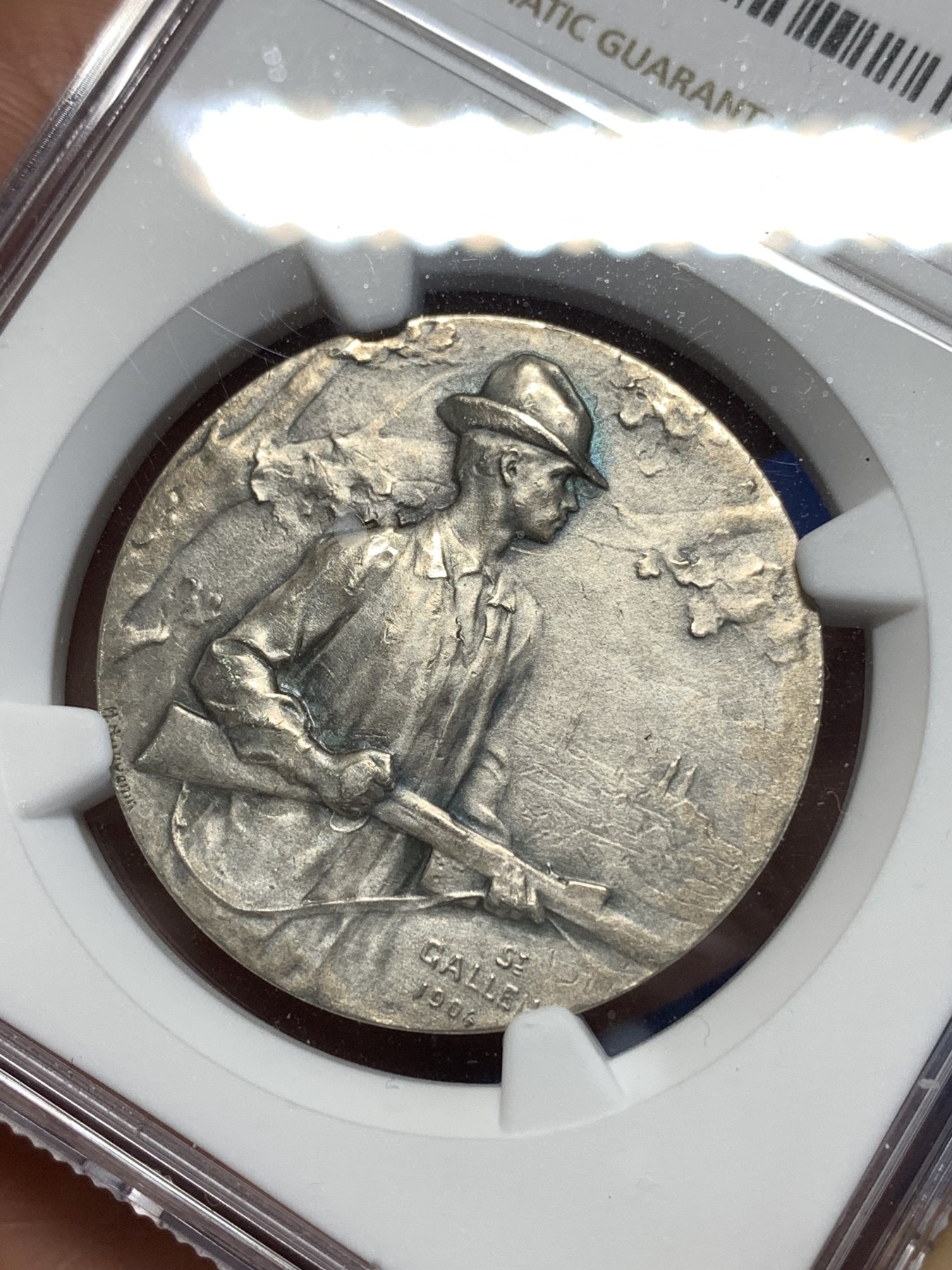 《竞宝斋》第260场-周日，周一，周二 3场连拍 (全场包邮) NGC UNC 1904年 瑞士圣加伦射击节银章