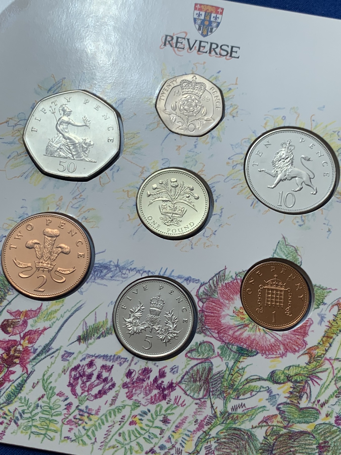 《竞宝斋》第260场-周日，周一，周二 3场连拍 (全场包邮) 英国1989年硬币套装，共7枚