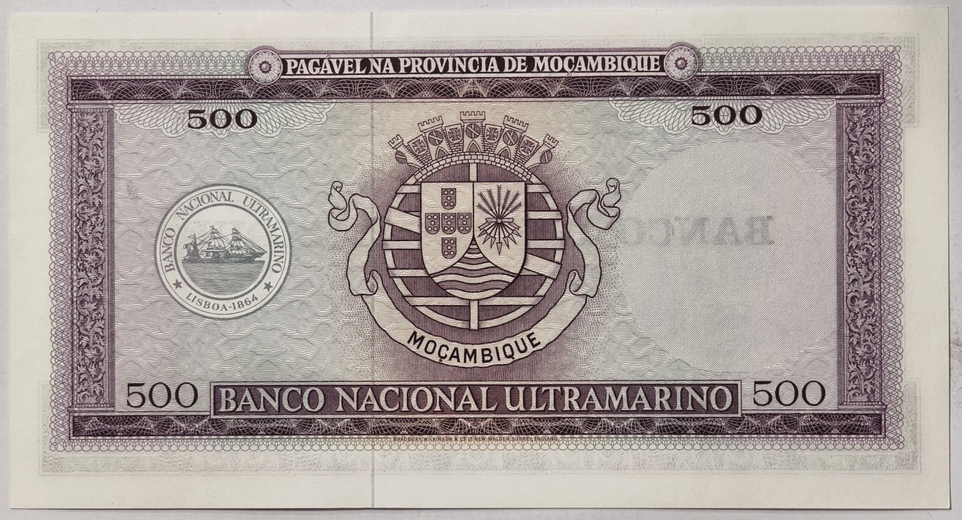 紫瑗钱币——第341期拍卖——纸币场 葡属莫桑比克 1967年 500埃斯库多 加盖 UNC