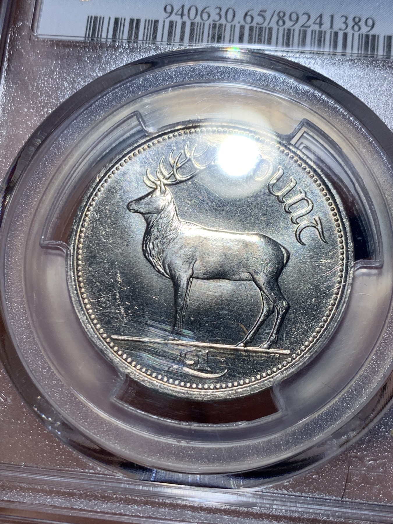 《竞宝斋》第260场-周日，周一，周二 3场连拍 (全场包邮) PCGS金盾 MS65 爱尔兰国宝麋鹿1999年1镑镍币