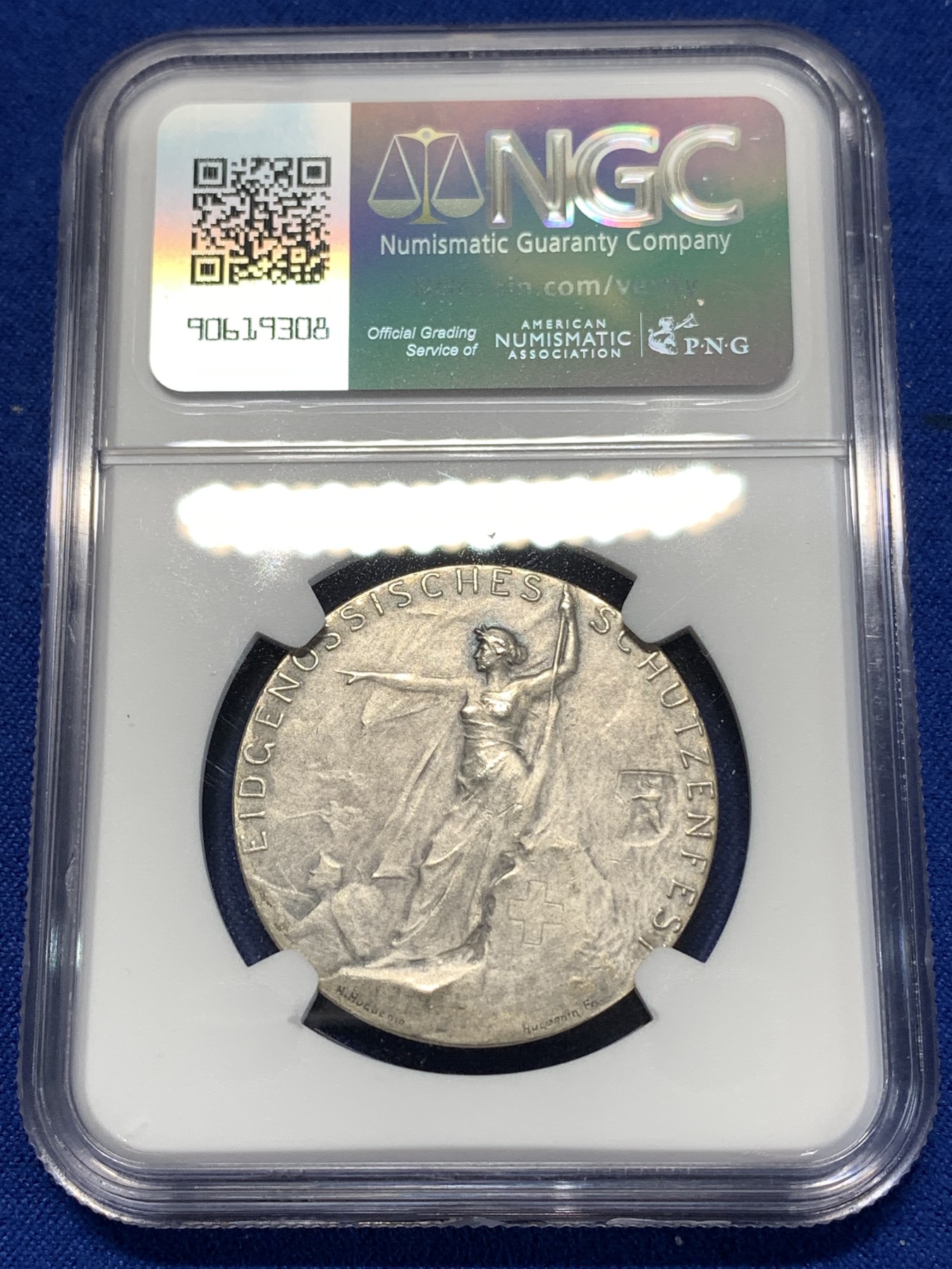 《竞宝斋》第260场-周日，周一，周二 3场连拍 (全场包邮) NGC UNC 1904年 瑞士圣加伦射击节银章