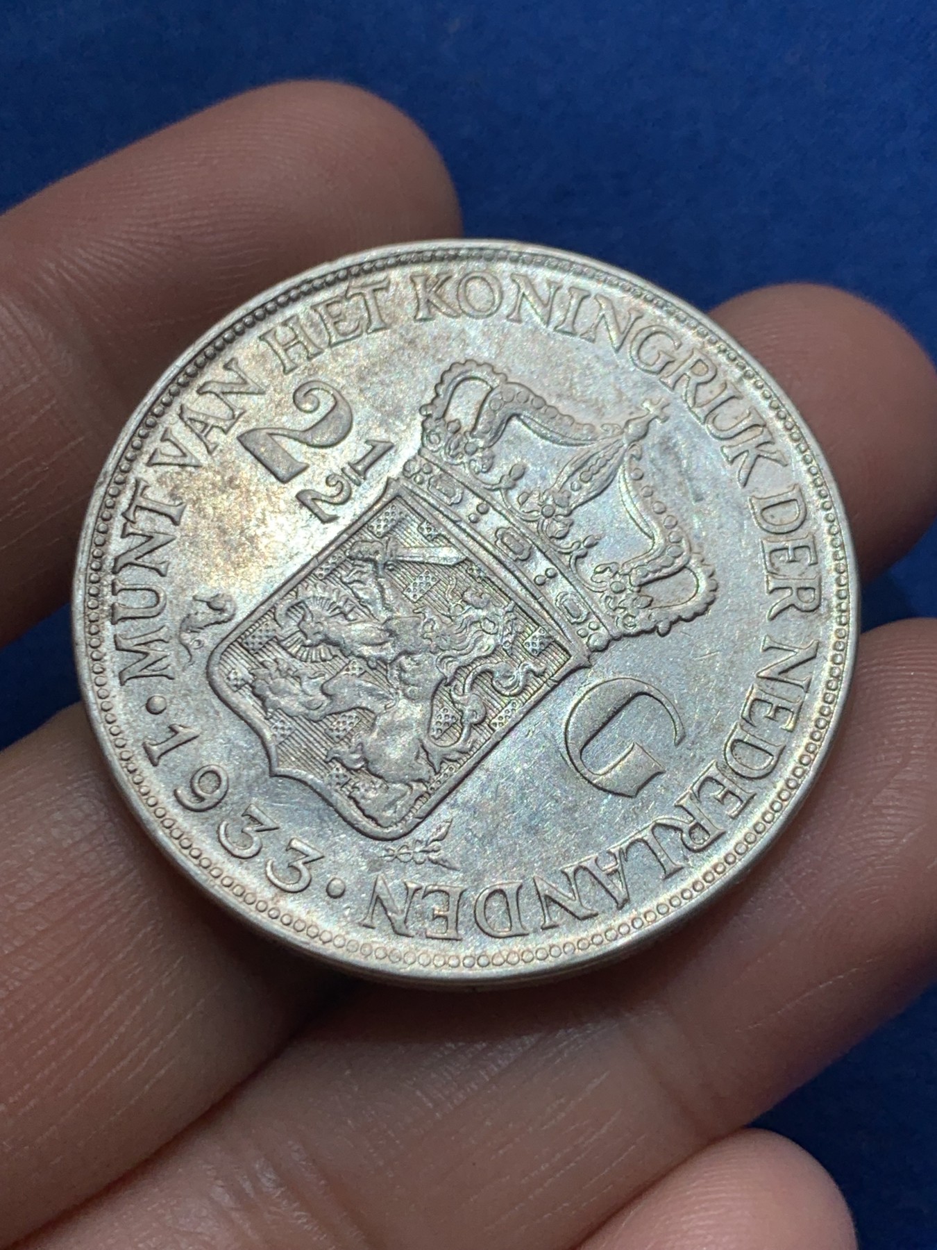 《竞宝斋》第260场-周日，周一，周二 3场连拍 (全场包邮) 荷兰1933年威廉明娜女王2.5盾大银币