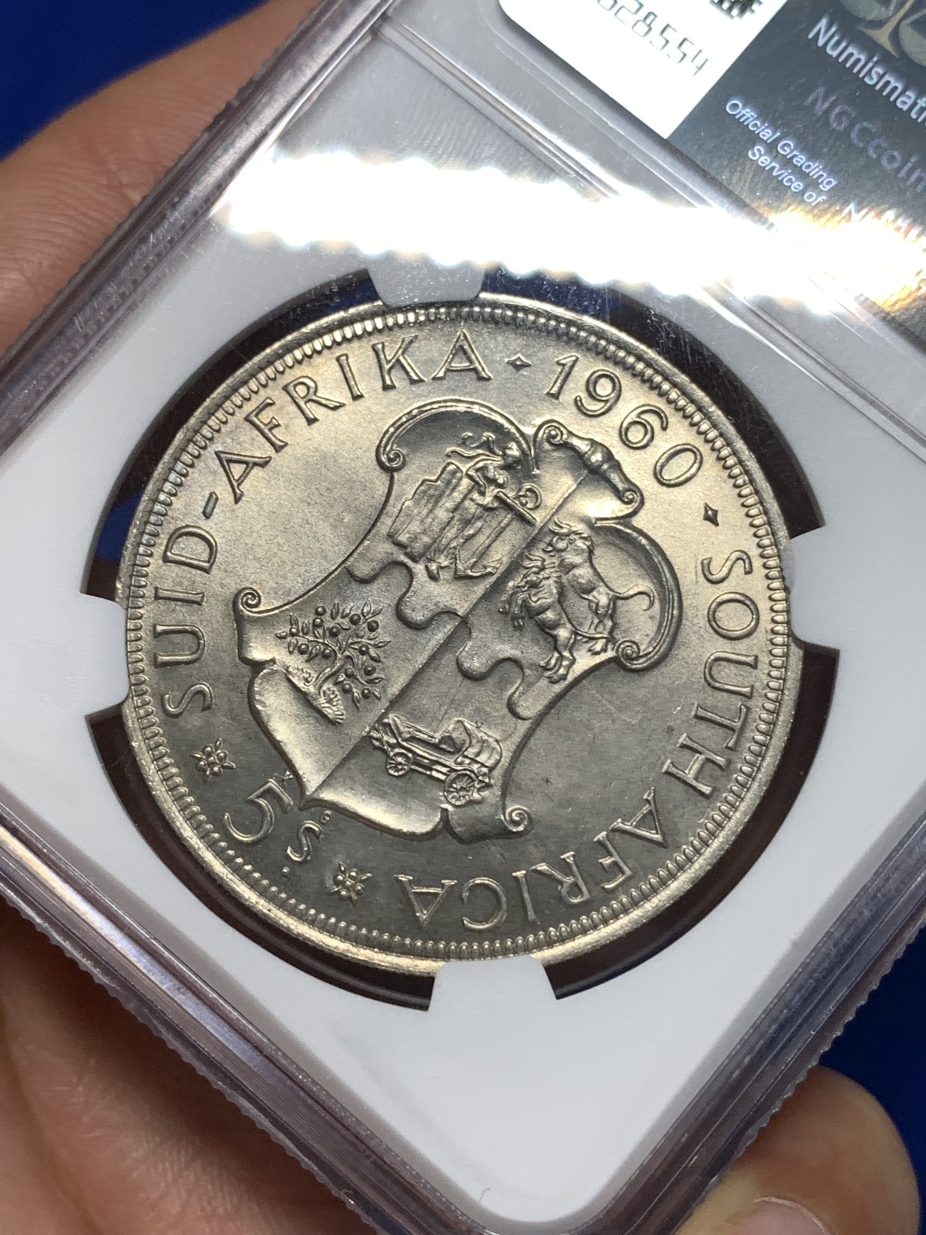 《竞宝斋》第260场-周日，周一，周二 3场连拍 (全场包邮) NGC UNCD 南非1960年50周年联盟大银币