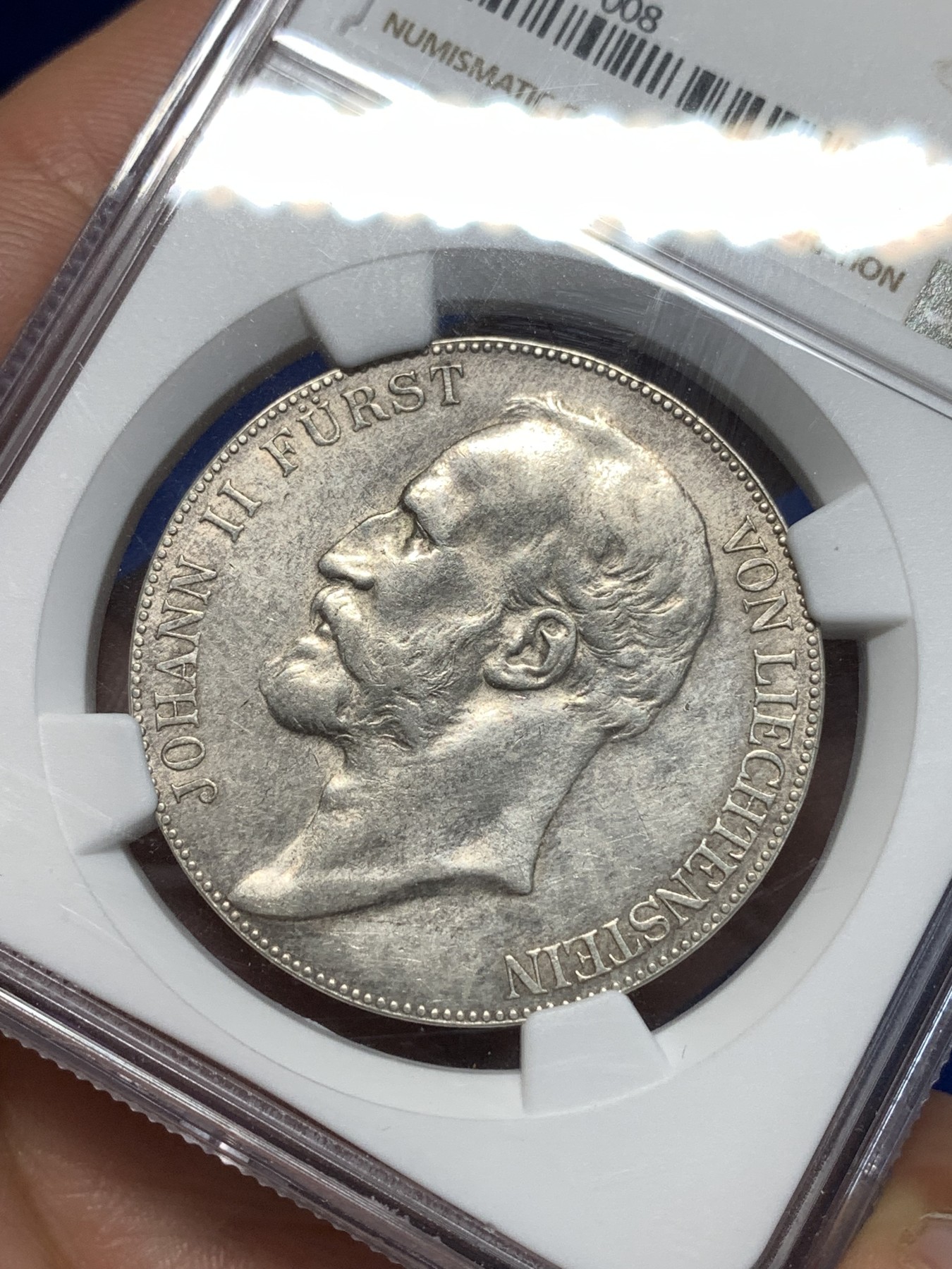 《竞宝斋》第260场-周日，周一，周二 3场连拍 (全场包邮) NGC AUD 1904年列支敦士登5K大银币