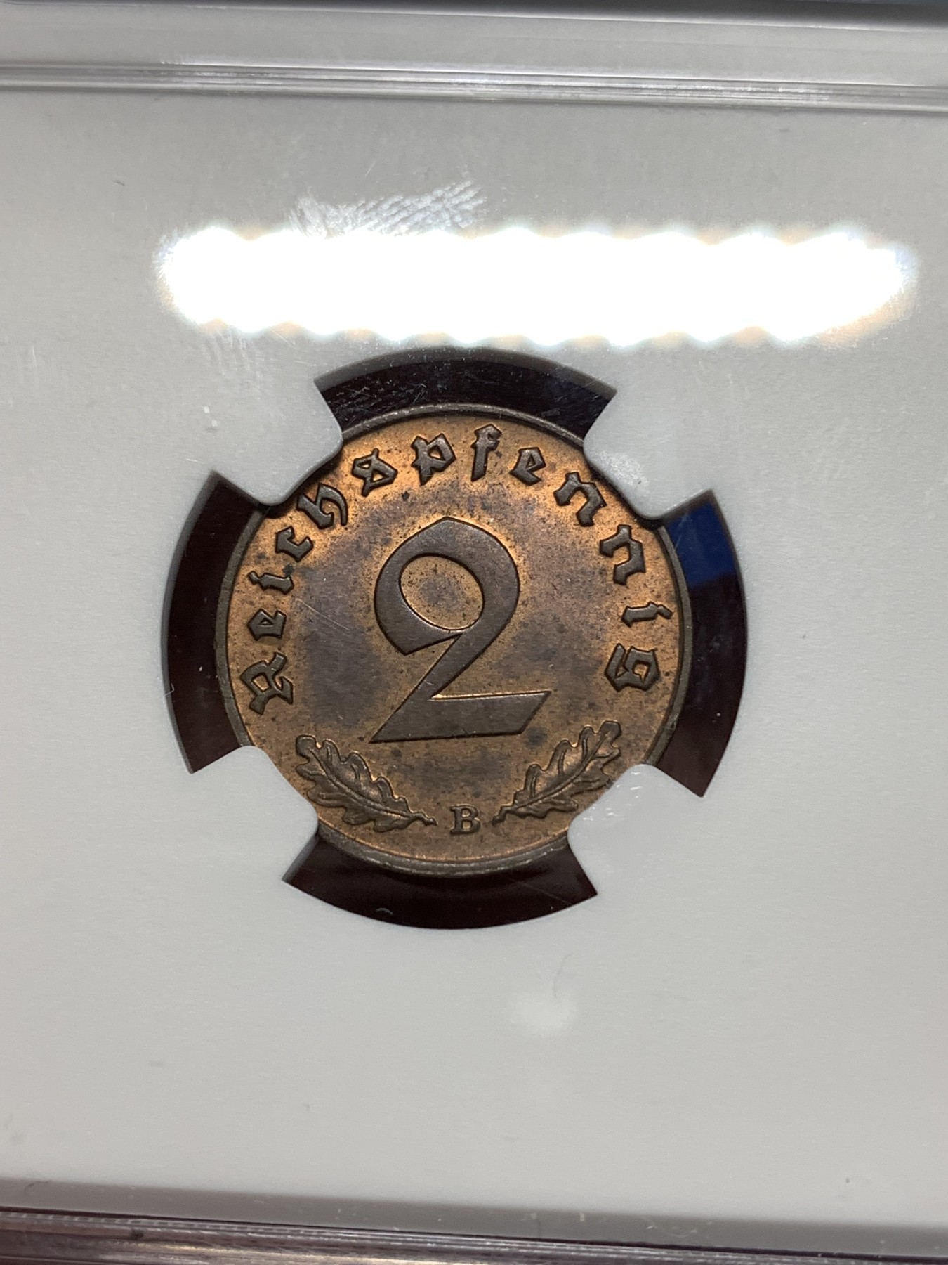 《竞宝斋》第260场-周日，周一，周二 3场连拍 (全场包邮) NGC MS63RB 1939B德国2芬尼