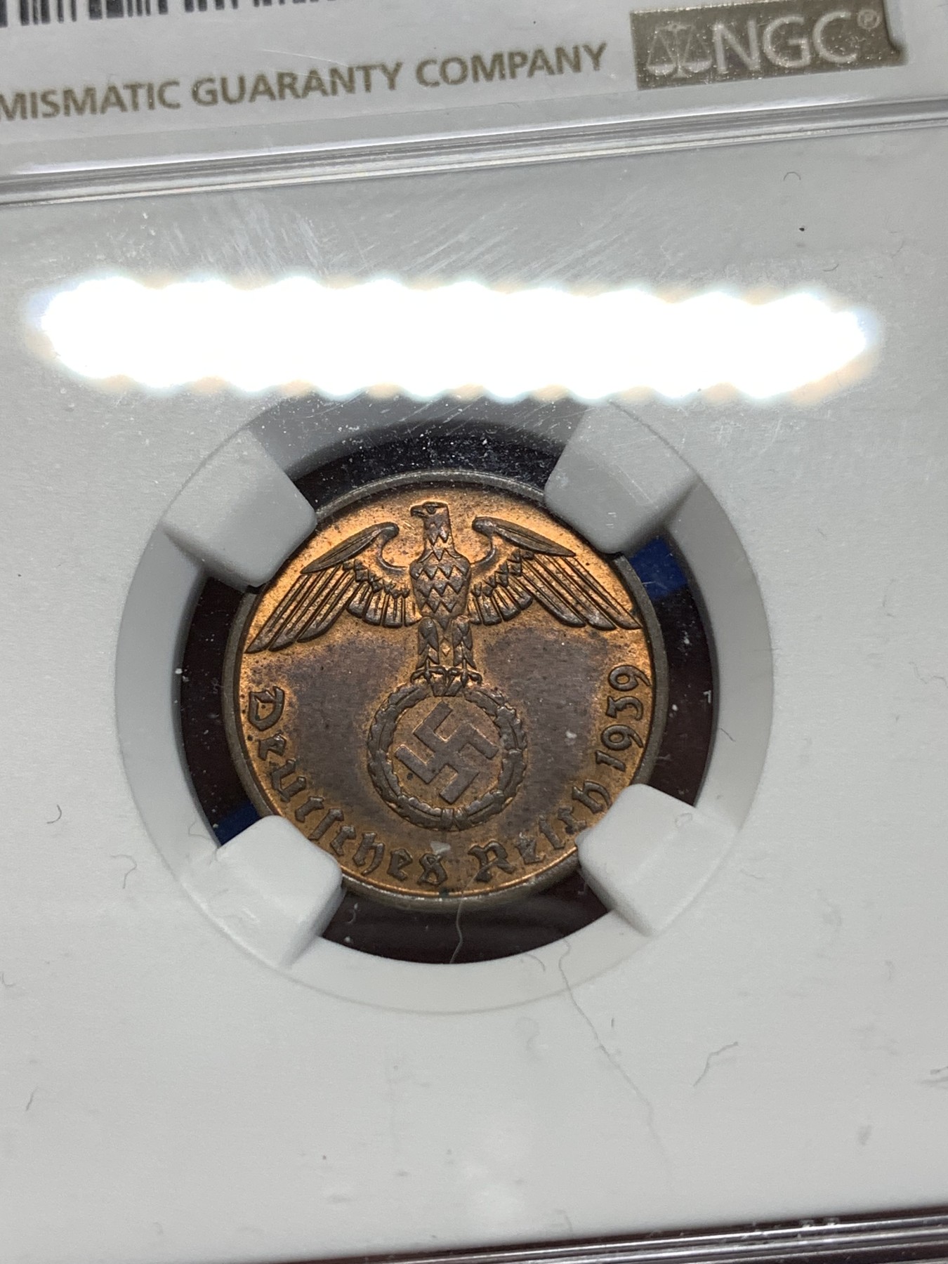 《竞宝斋》第260场-周日，周一，周二 3场连拍 (全场包邮) NGC MS63RB 1939B德国2芬尼