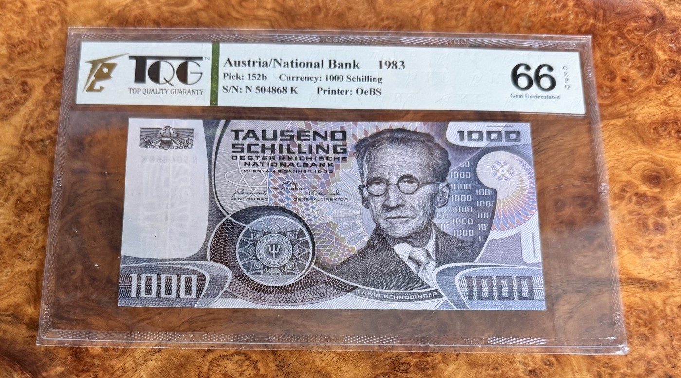 Chase Auction 第28期 - - 外钞、民国钞和人民币混合场！ 1983年奥地利1000先令，TQG66！