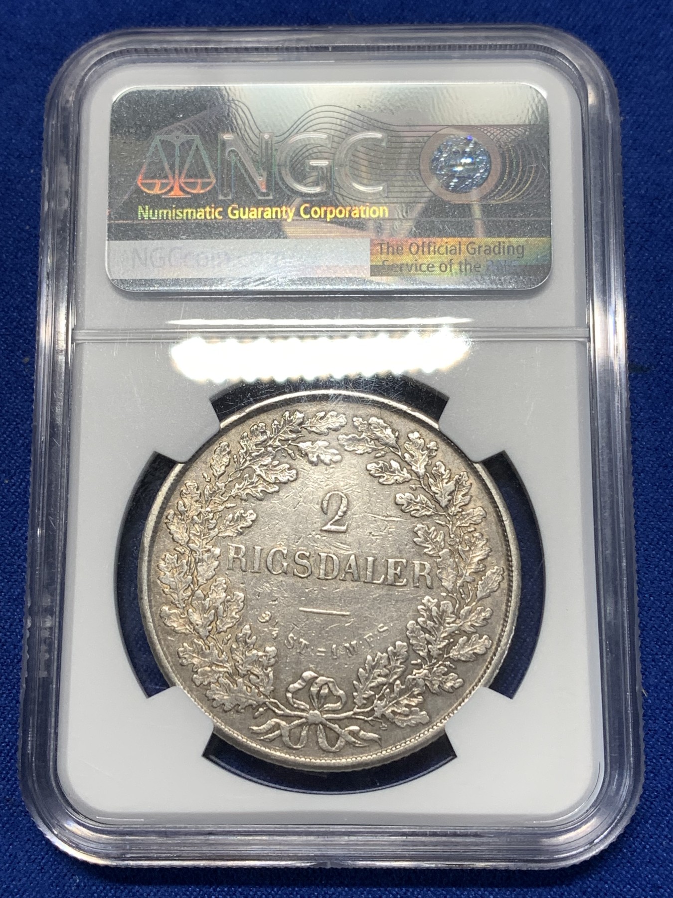 《竞宝斋》第260场-周日，周一，周二 3场连拍 (全场包邮) NGC AUD 丹麦1854年费德里科七世2RD大银币