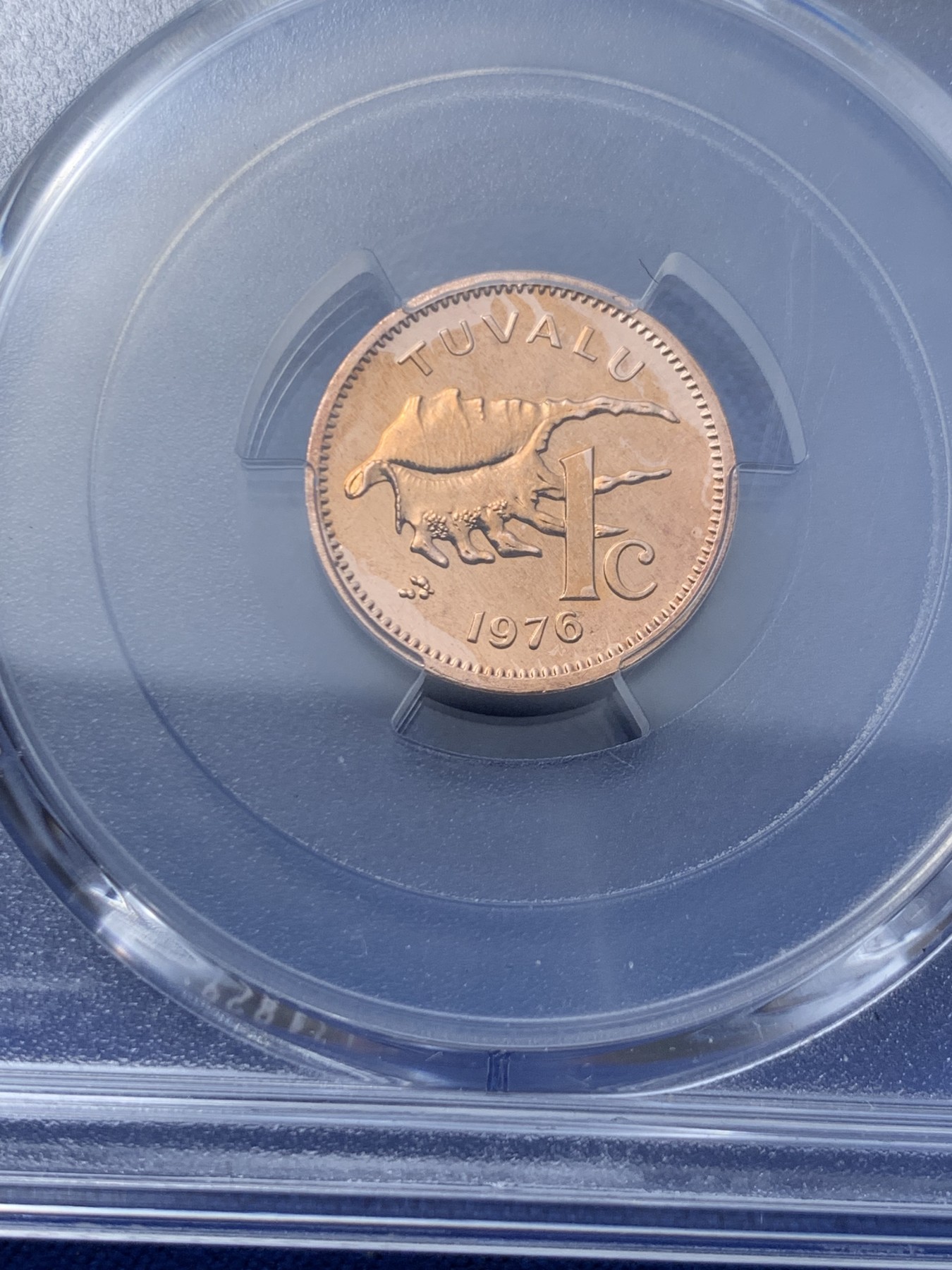 《竞宝斋》第260场-周日，周一，周二 3场连拍 (全场包邮) PCGS金盾 PR68 图瓦卢黄瑶鱼1976年1分精制铜币