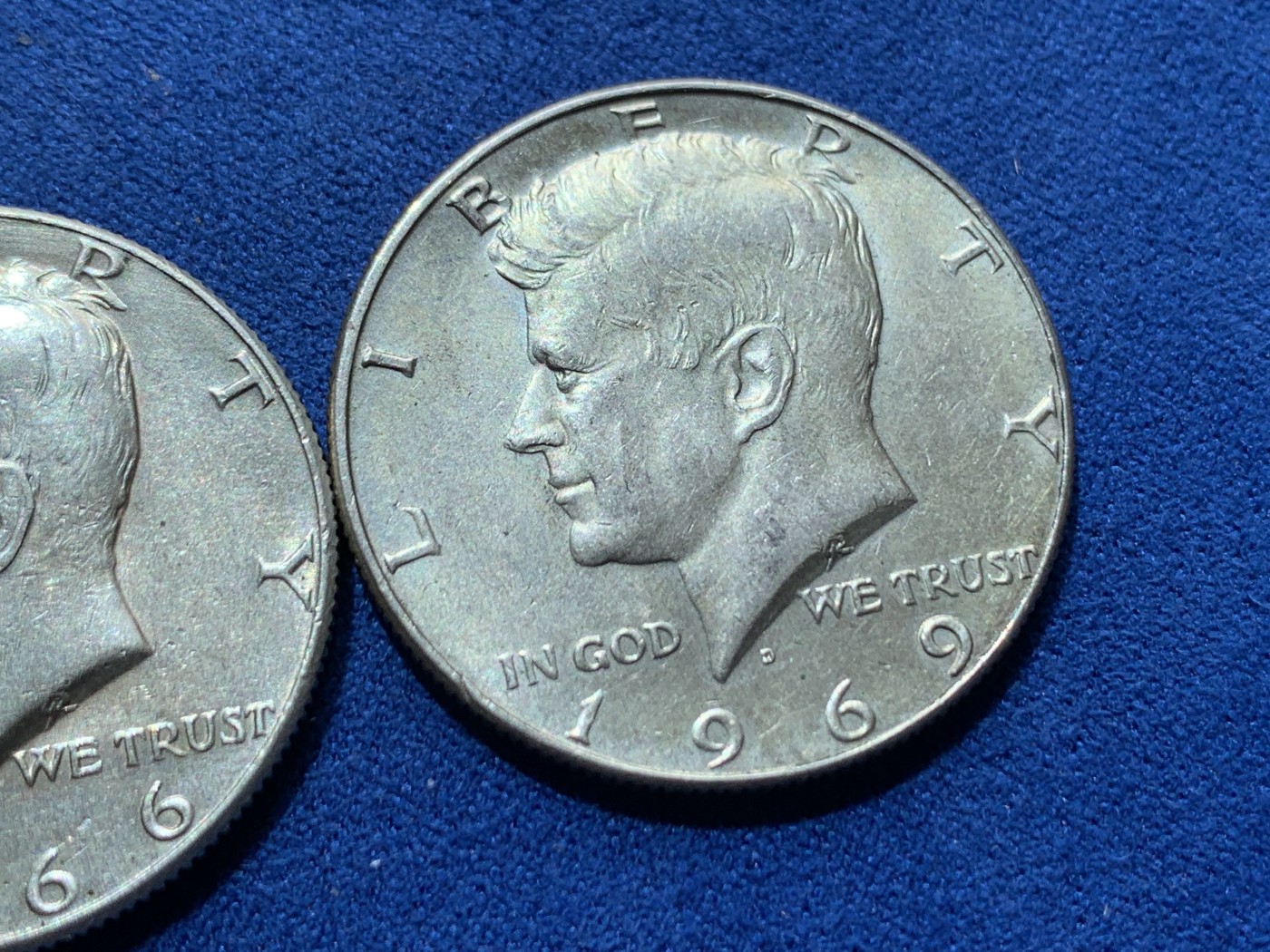 《竞宝斋》第260场-周日，周一，周二 3场连拍 (全场包邮) 两枚一组 美国肯尼迪银币 1966年+1969年