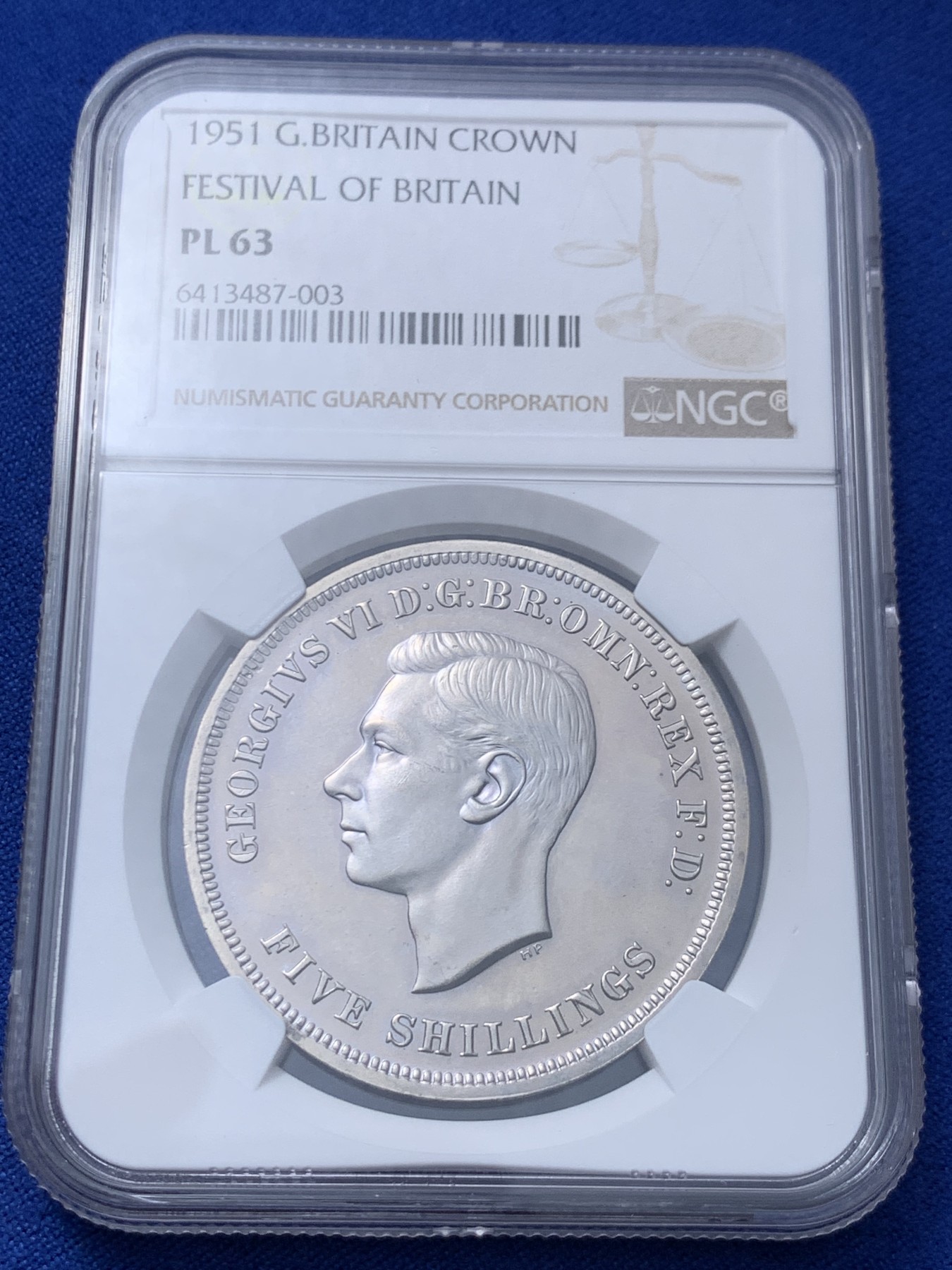 《竞宝斋》第260场-周日，周一，周二 3场连拍 (全场包邮) NGC PL63 英国1951年乔治六世克朗 最后的镍马剑