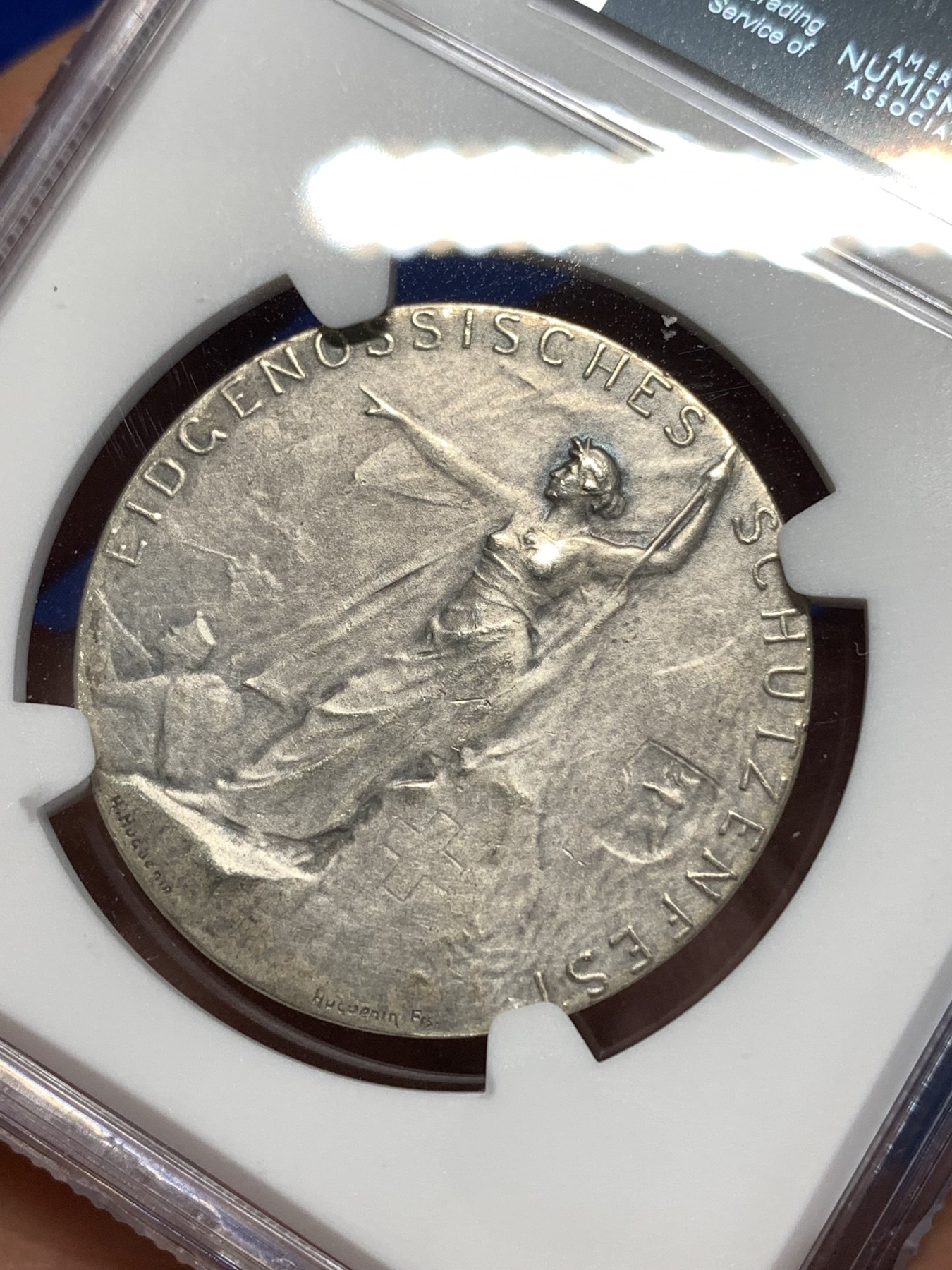 《竞宝斋》第260场-周日，周一，周二 3场连拍 (全场包邮) NGC UNC 1904年 瑞士圣加伦射击节银章