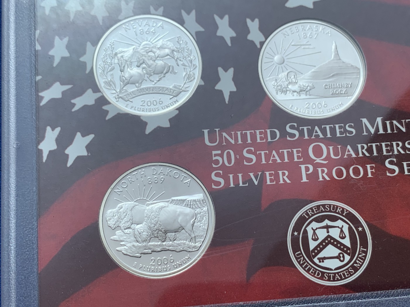 《竞宝斋》第260场-周日，周一，周二 3场连拍 (全场包邮) 美国2006年精制银币 5枚套纪念币